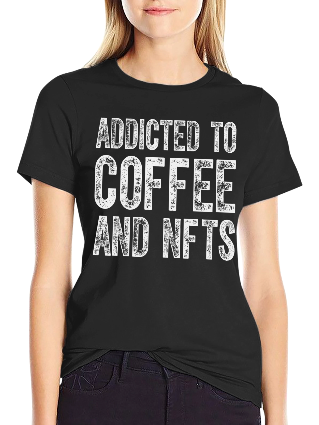 Addicted to Coffee and NFTs T-Shirt - Black