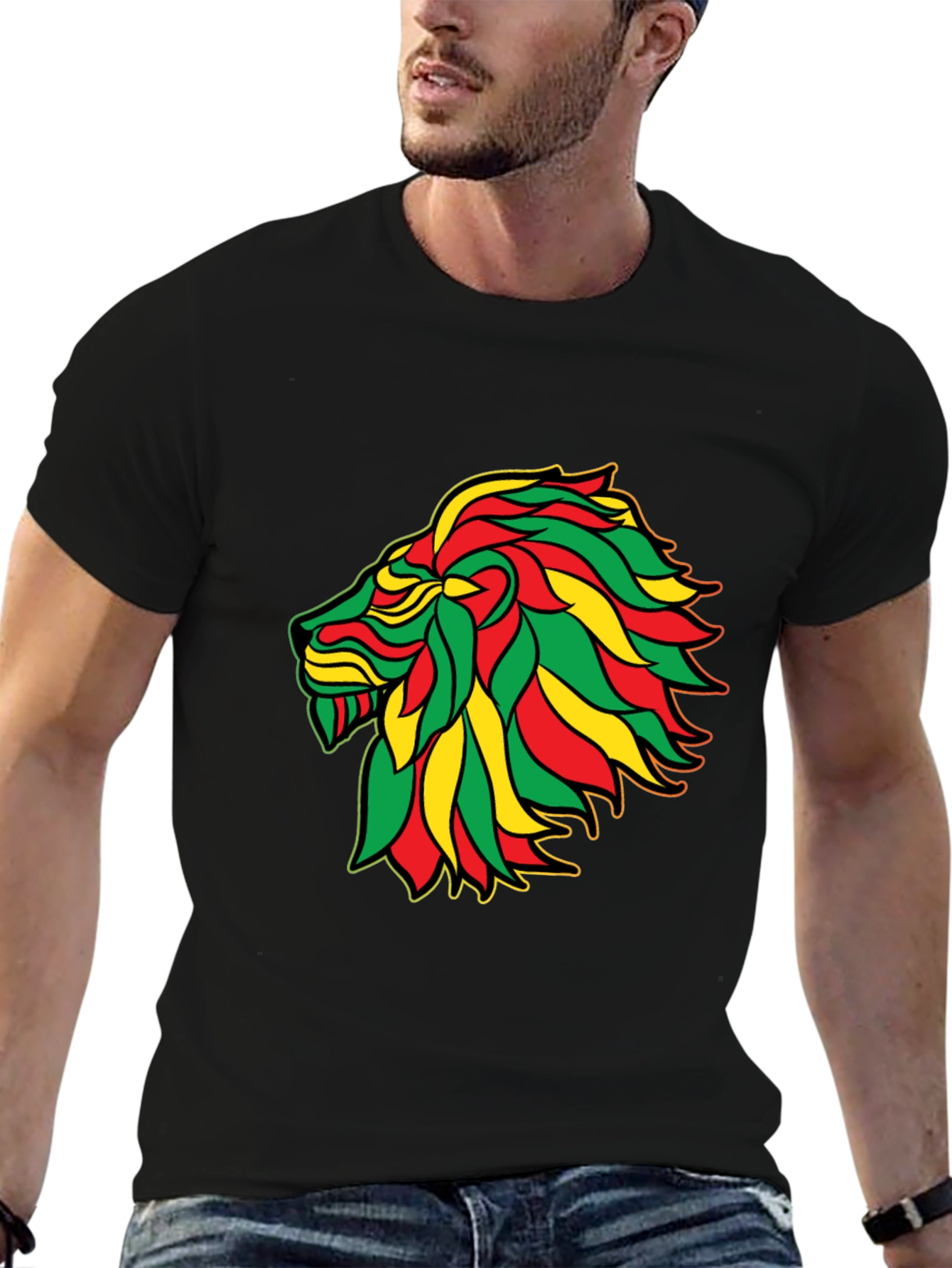 Rasta Lion Black T-Shirt - Reggae Inspired Graphic Tee