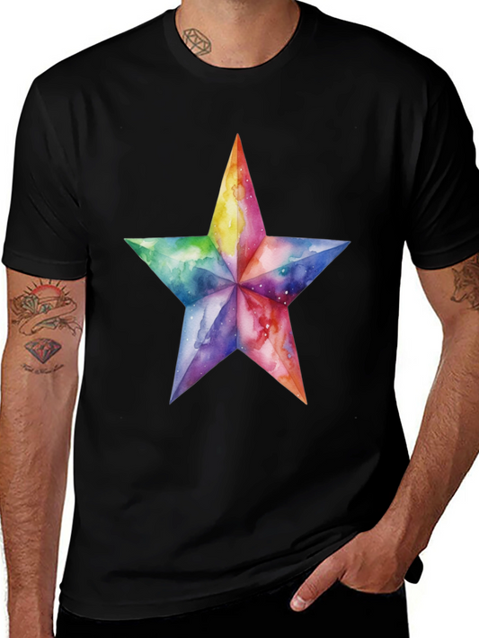 Watercolor Star Graphic Tee - Black