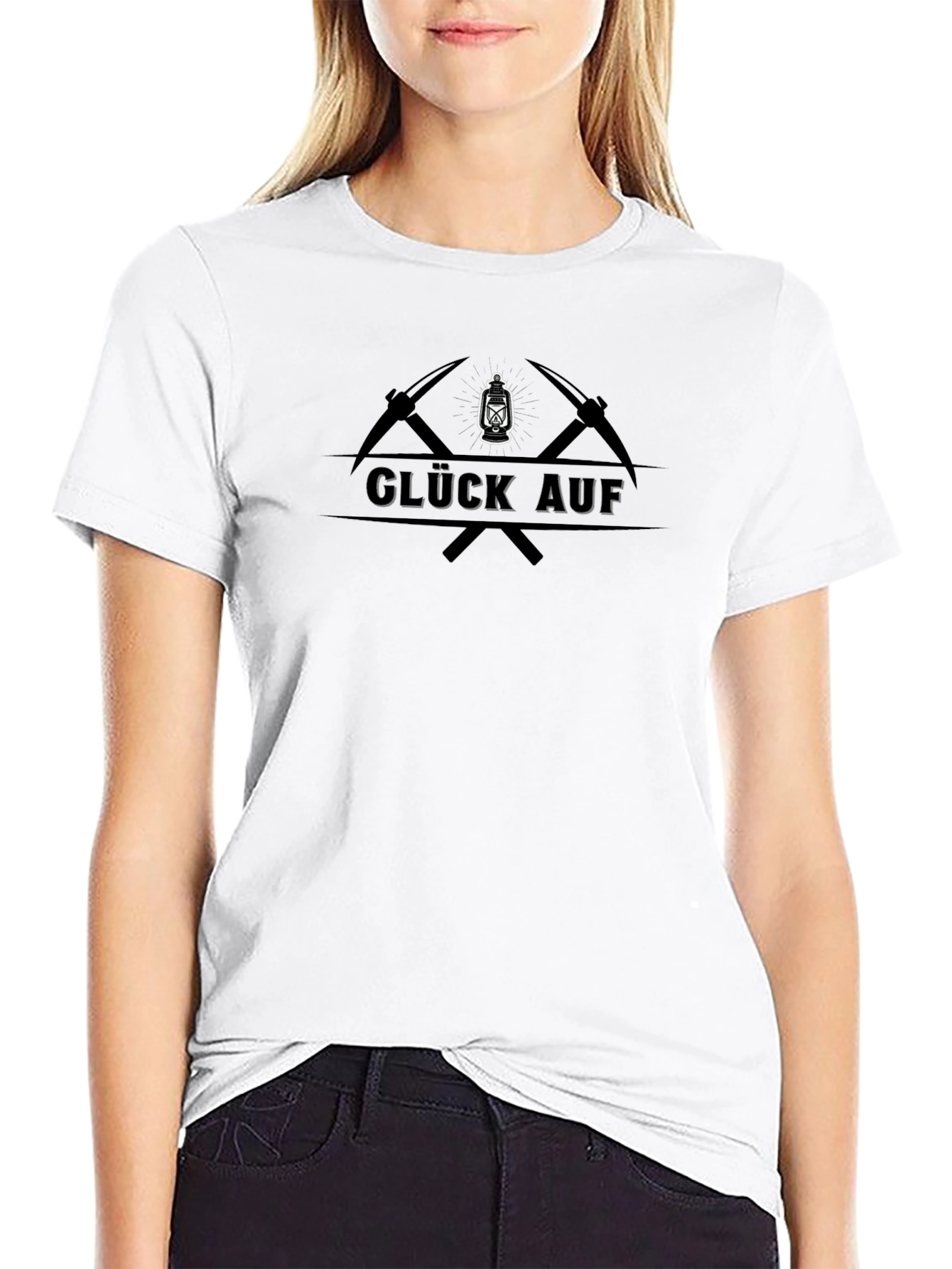Glück Auf Black T-Shirt - Mining Pickaxe Design