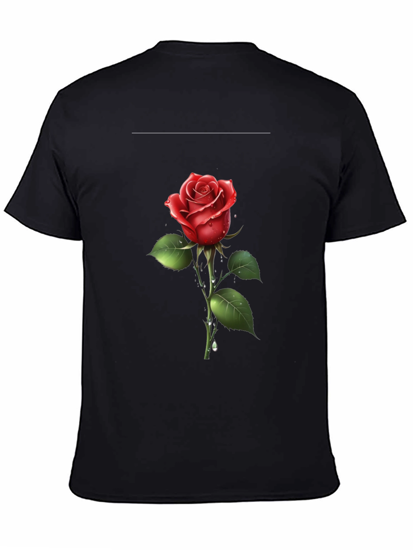 Mens Black Rose Graphic T-Shirt