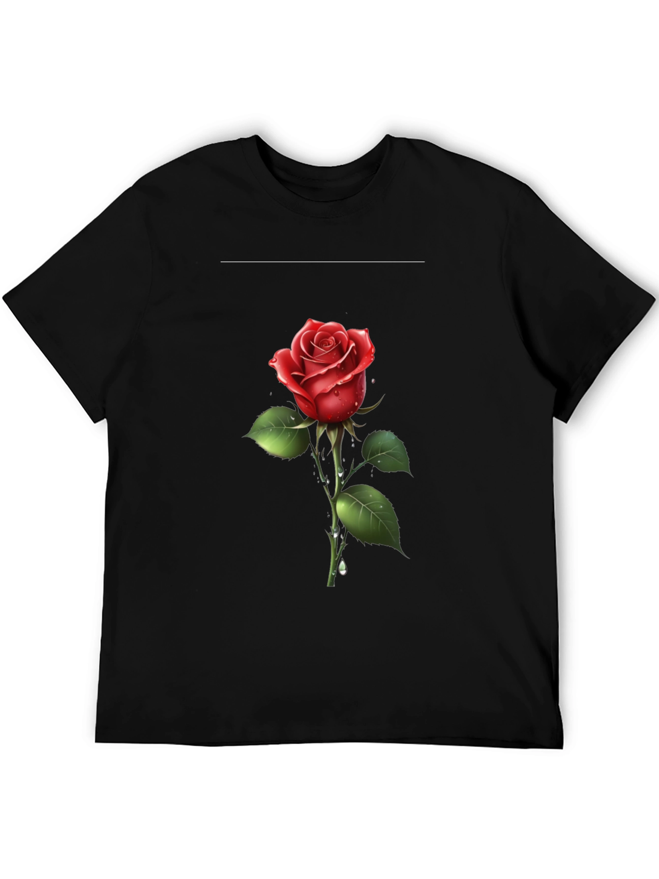 Mens Black Rose Graphic T-Shirt