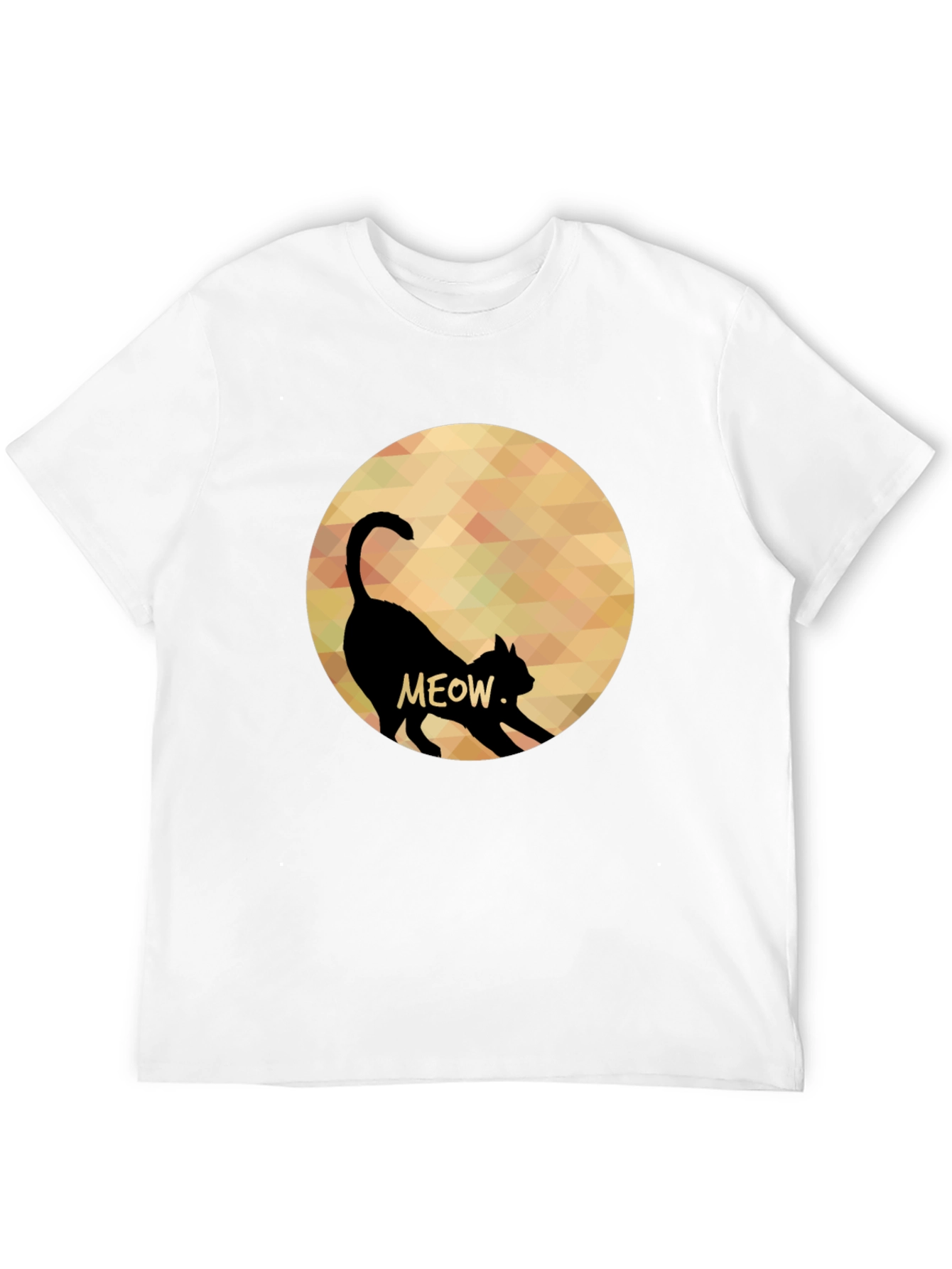 Meow Cat Silhouette T-Shirt - Mens Black Tee
