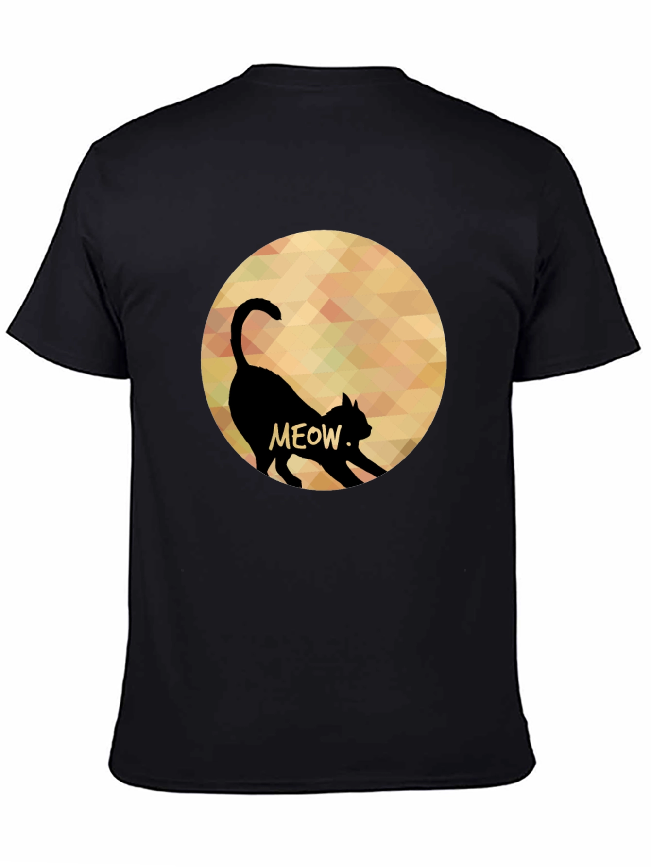 Meow Cat Silhouette T-Shirt - Mens Black Tee