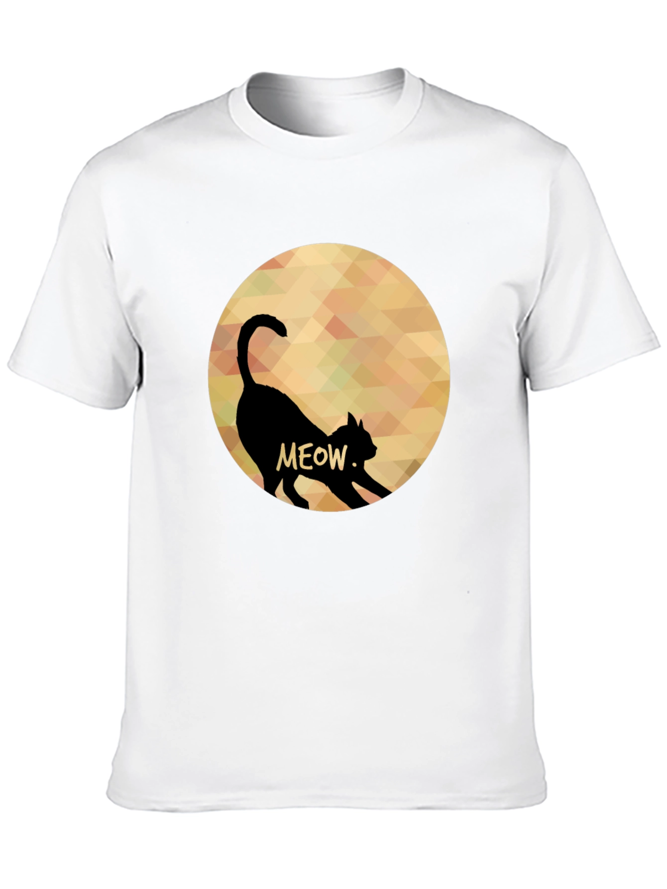 Meow Cat Silhouette T-Shirt - Mens Black Tee