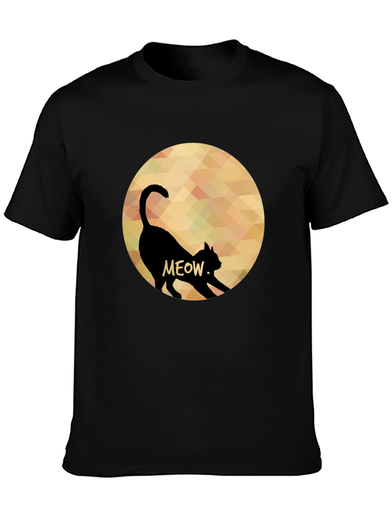 Meow Cat Silhouette T-Shirt - Mens Black Tee