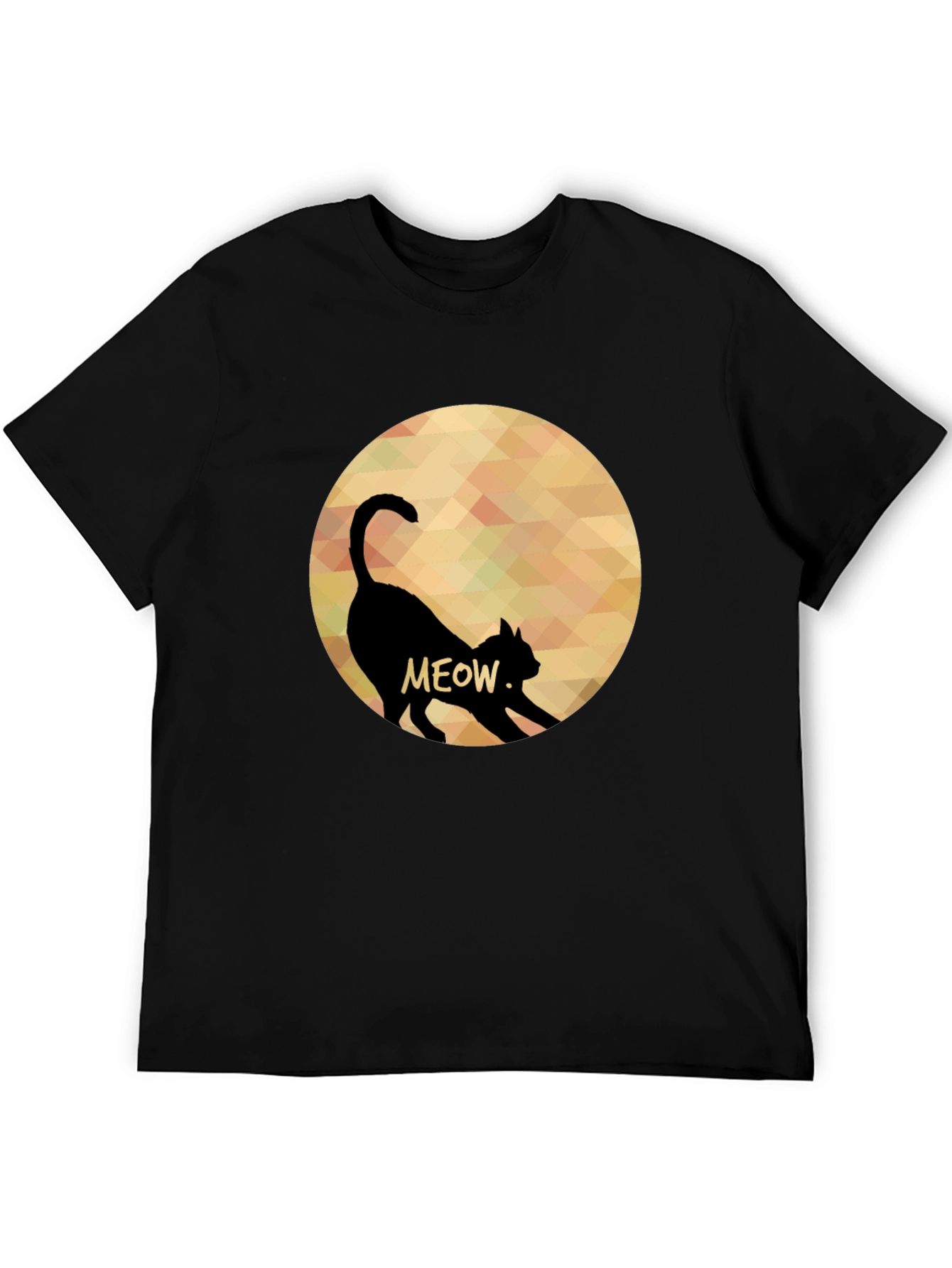 Meow Cat Silhouette T-Shirt - Mens Black Tee