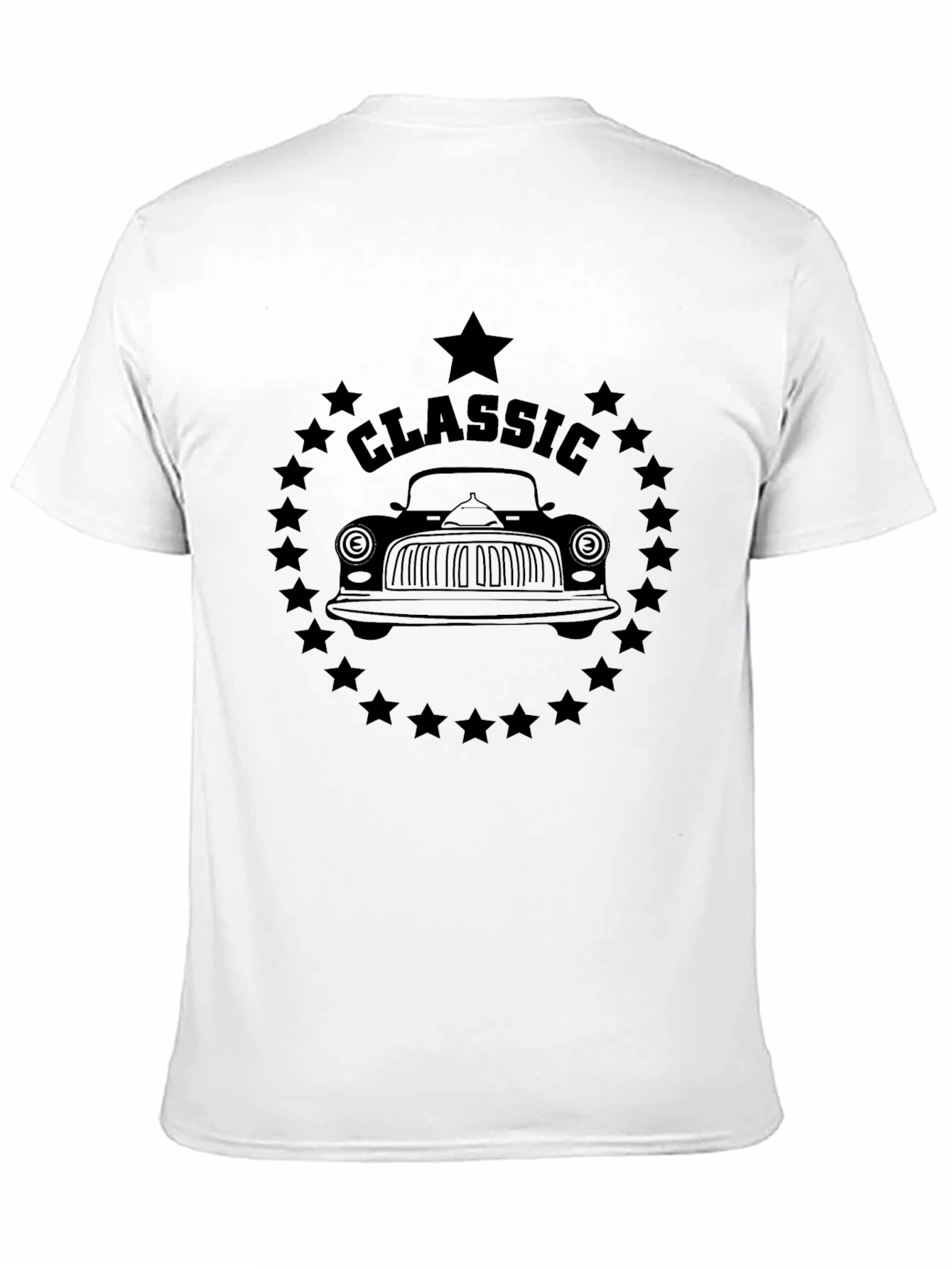 Classic Car Graphic Tee - Black Cotton T-Shirt