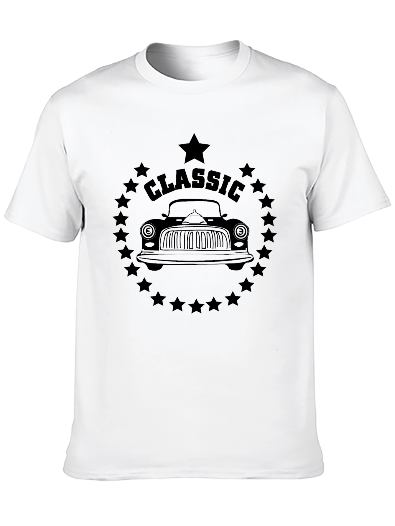 Classic Car Graphic Tee - Black Cotton T-Shirt