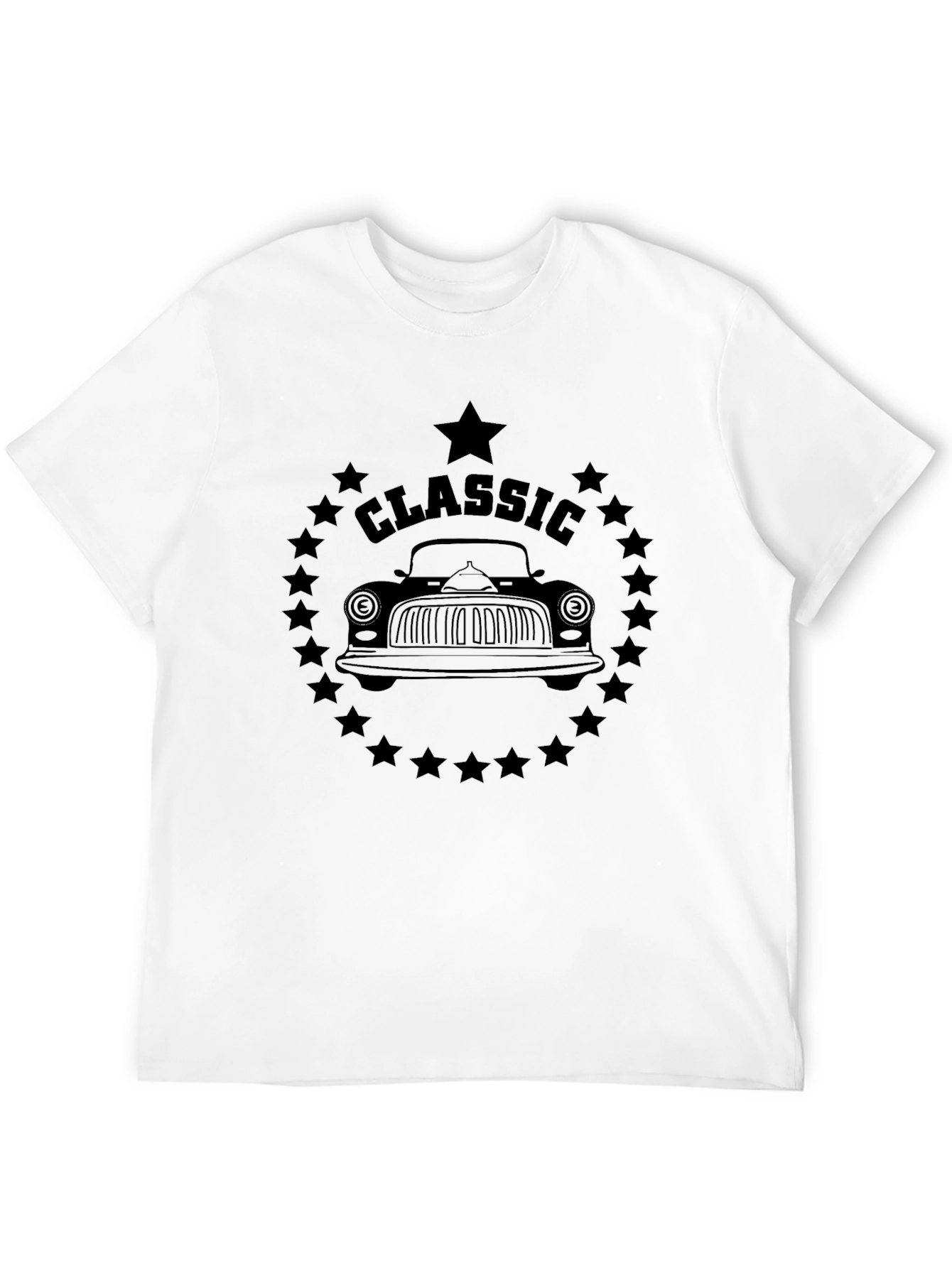 Classic Car Graphic Tee - Black Cotton T-Shirt