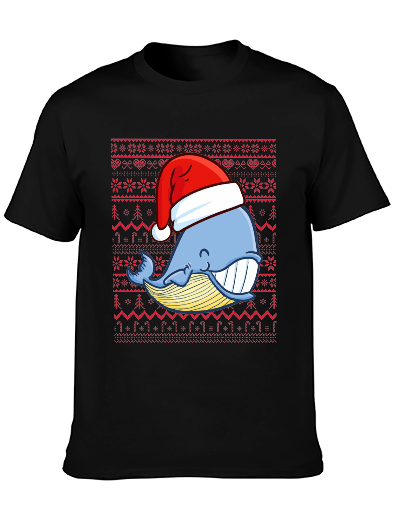 Christmas Whale Santa Hat Graphic Tee