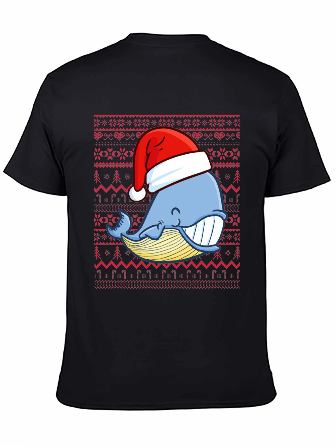 Christmas Whale Santa Hat Graphic Tee