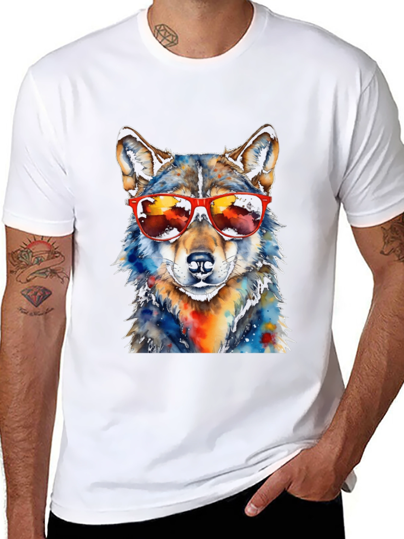 Cool Wolf Graphic Tee - Mens Black T-Shirt