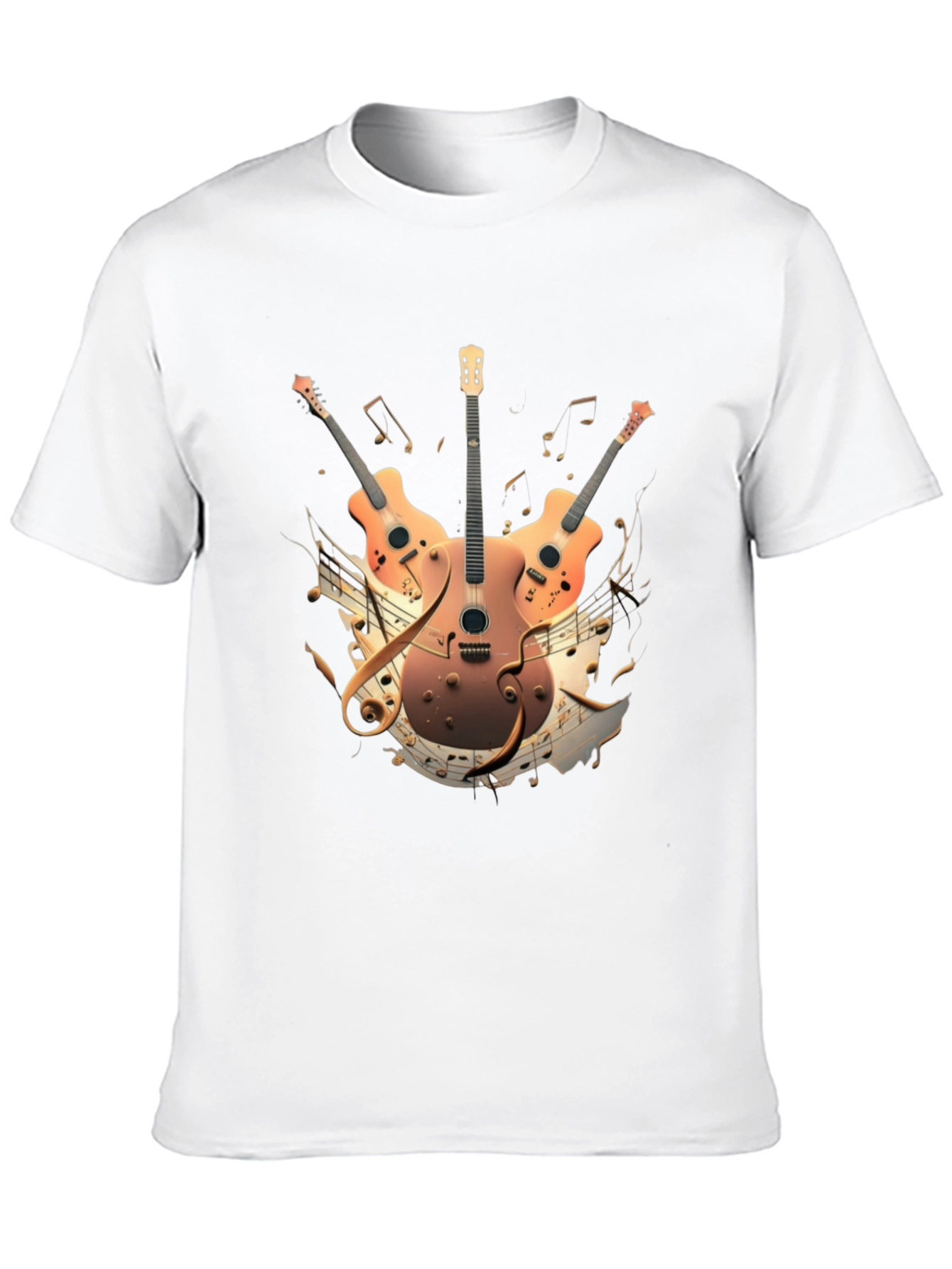 Musical Guitar Print Black T-Shirt