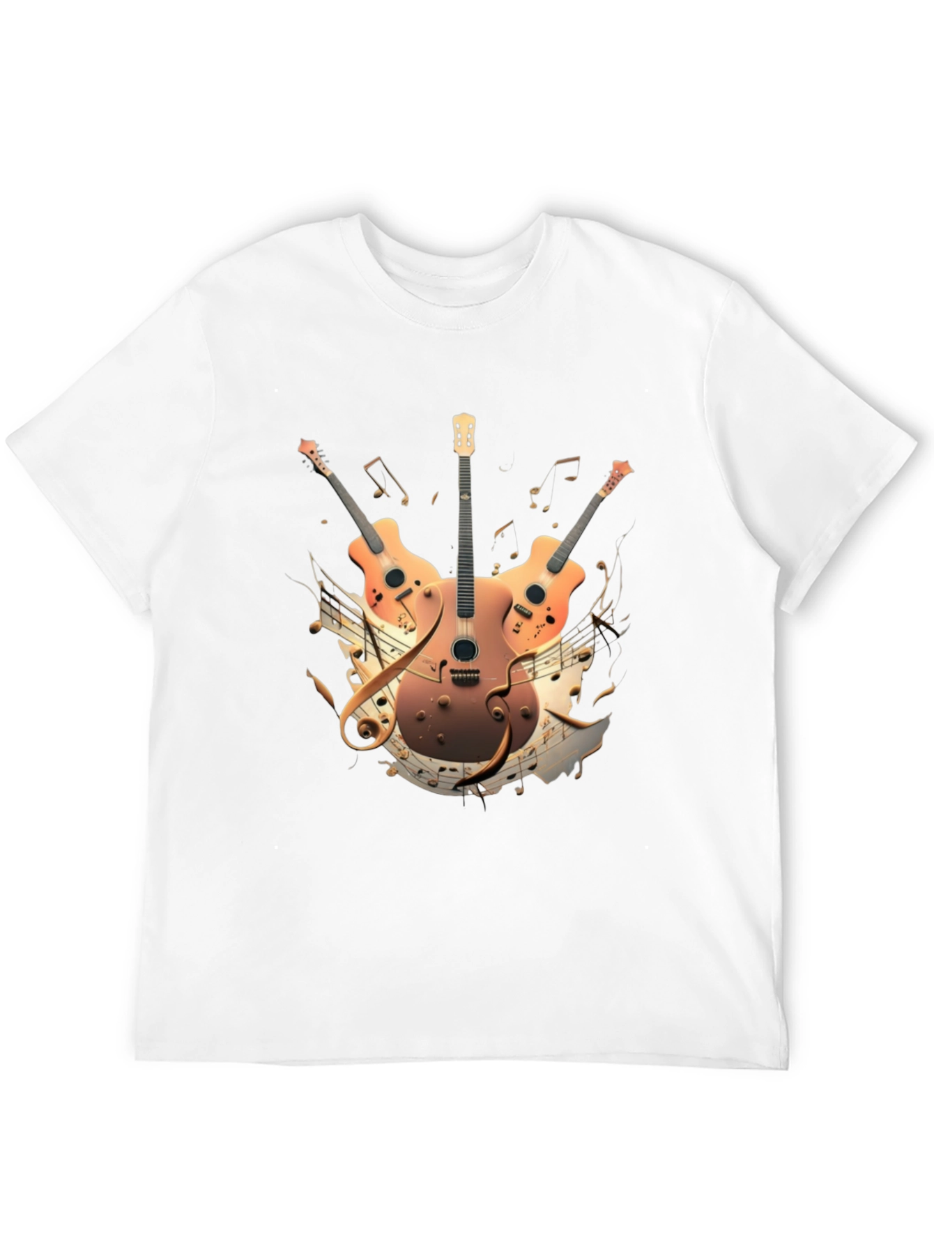 Musical Guitar Print Black T-Shirt