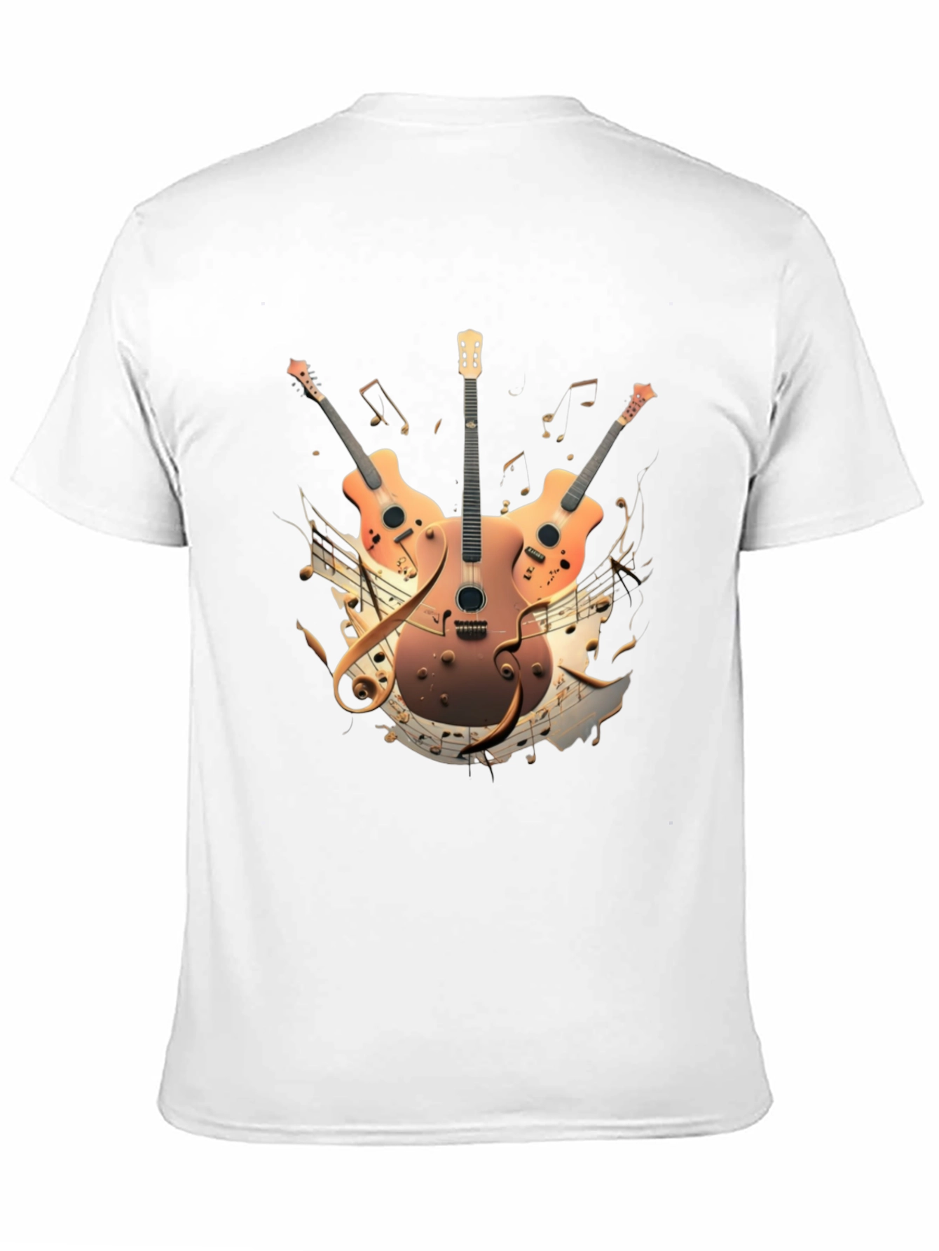 Musical Guitar Print Black T-Shirt
