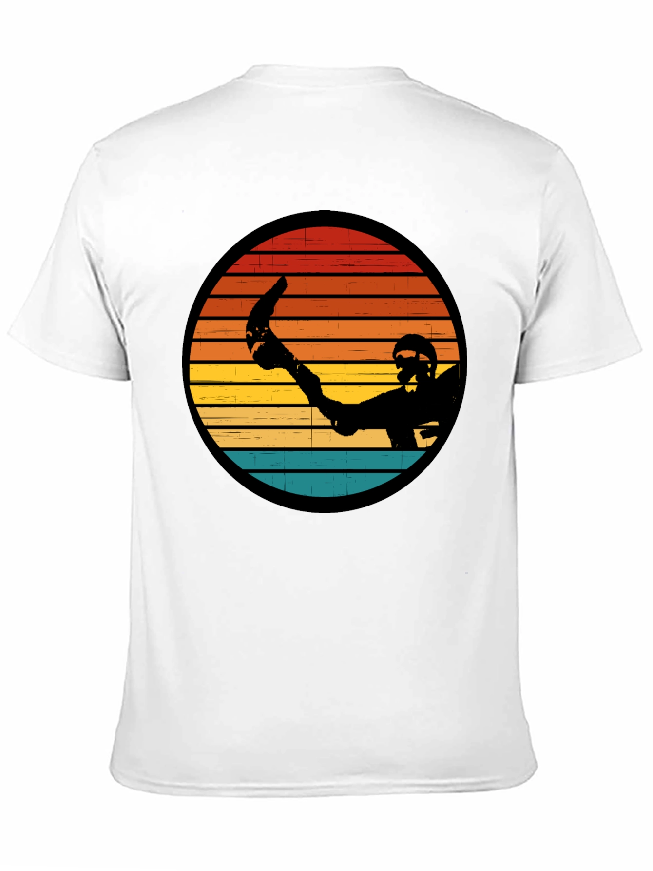 Retro Sunset Hockey Player Graphic T-Shirt