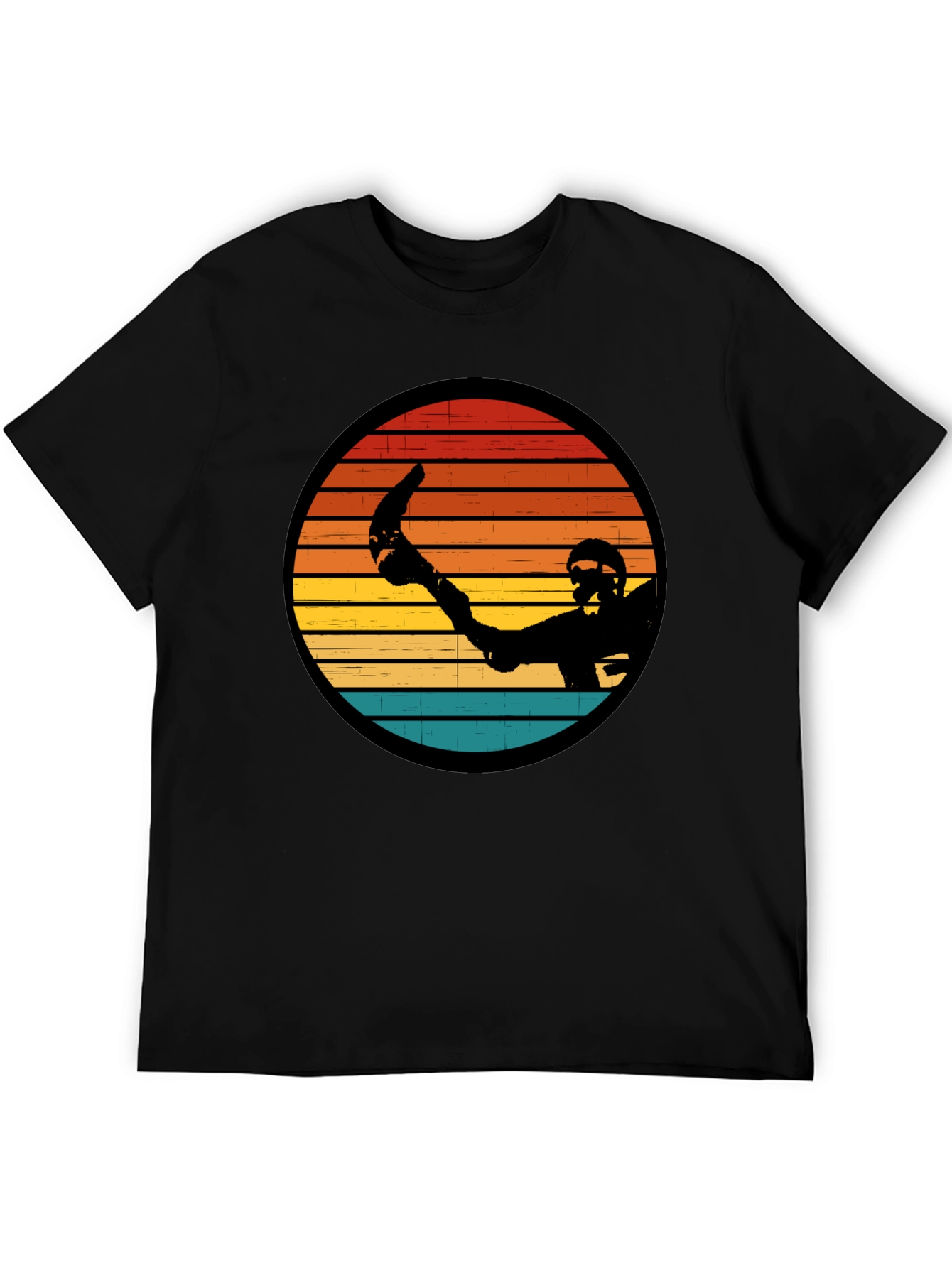 Retro Sunset Hockey Player Graphic T-Shirt