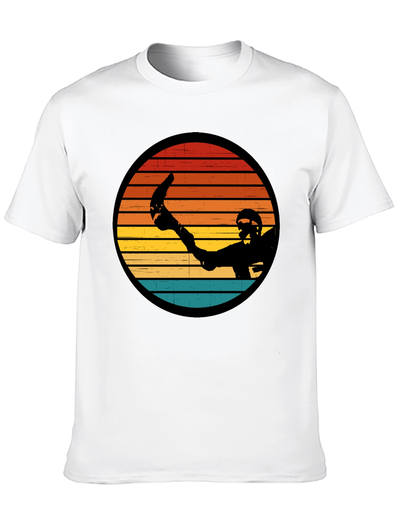 Retro Sunset Hockey Player Graphic T-Shirt