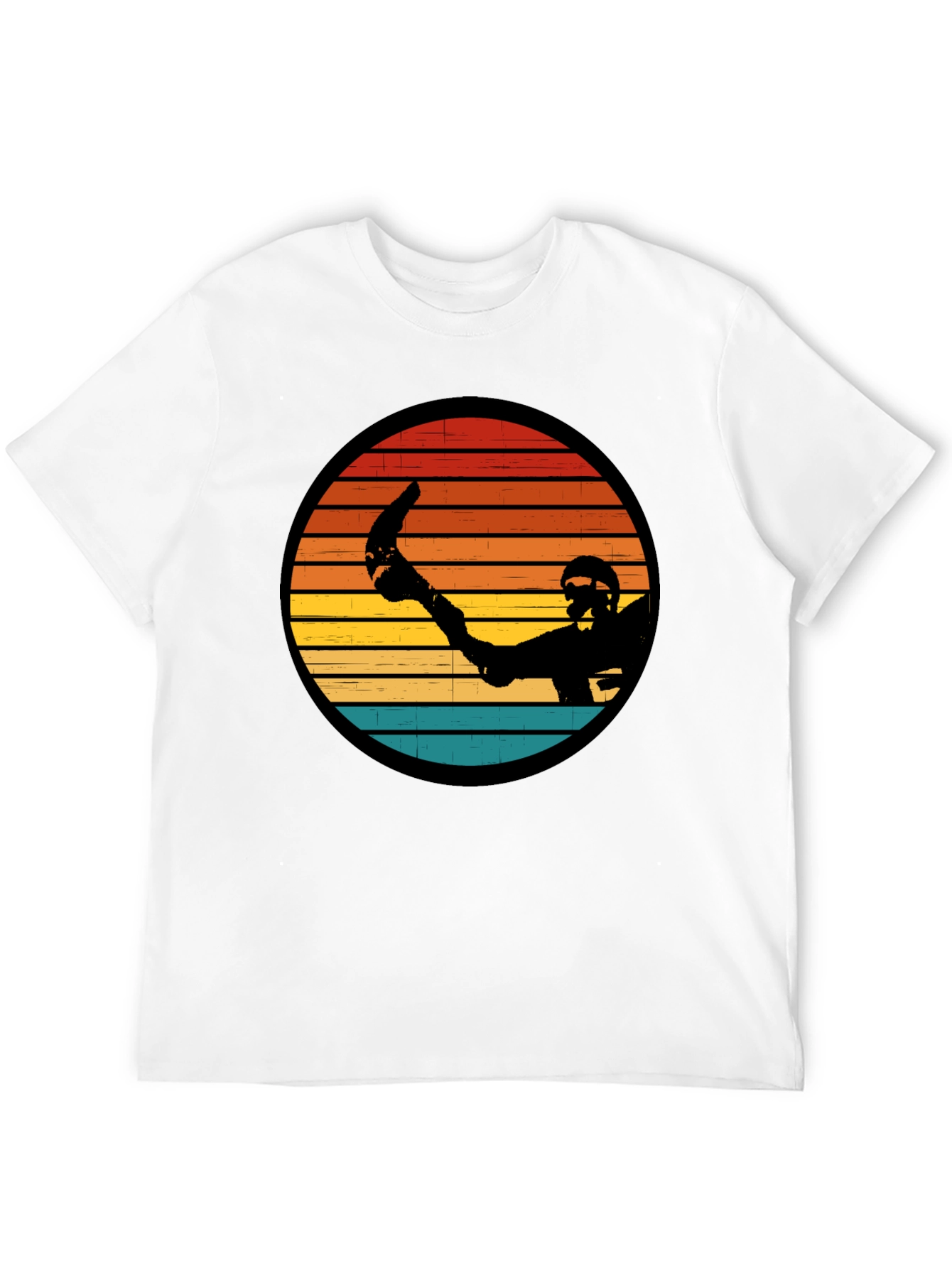 Retro Sunset Hockey Player Graphic T-Shirt