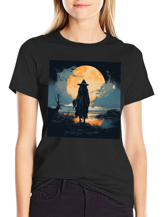 Witch at Moonlight Graphic Tee - Mens Black T-Shirt