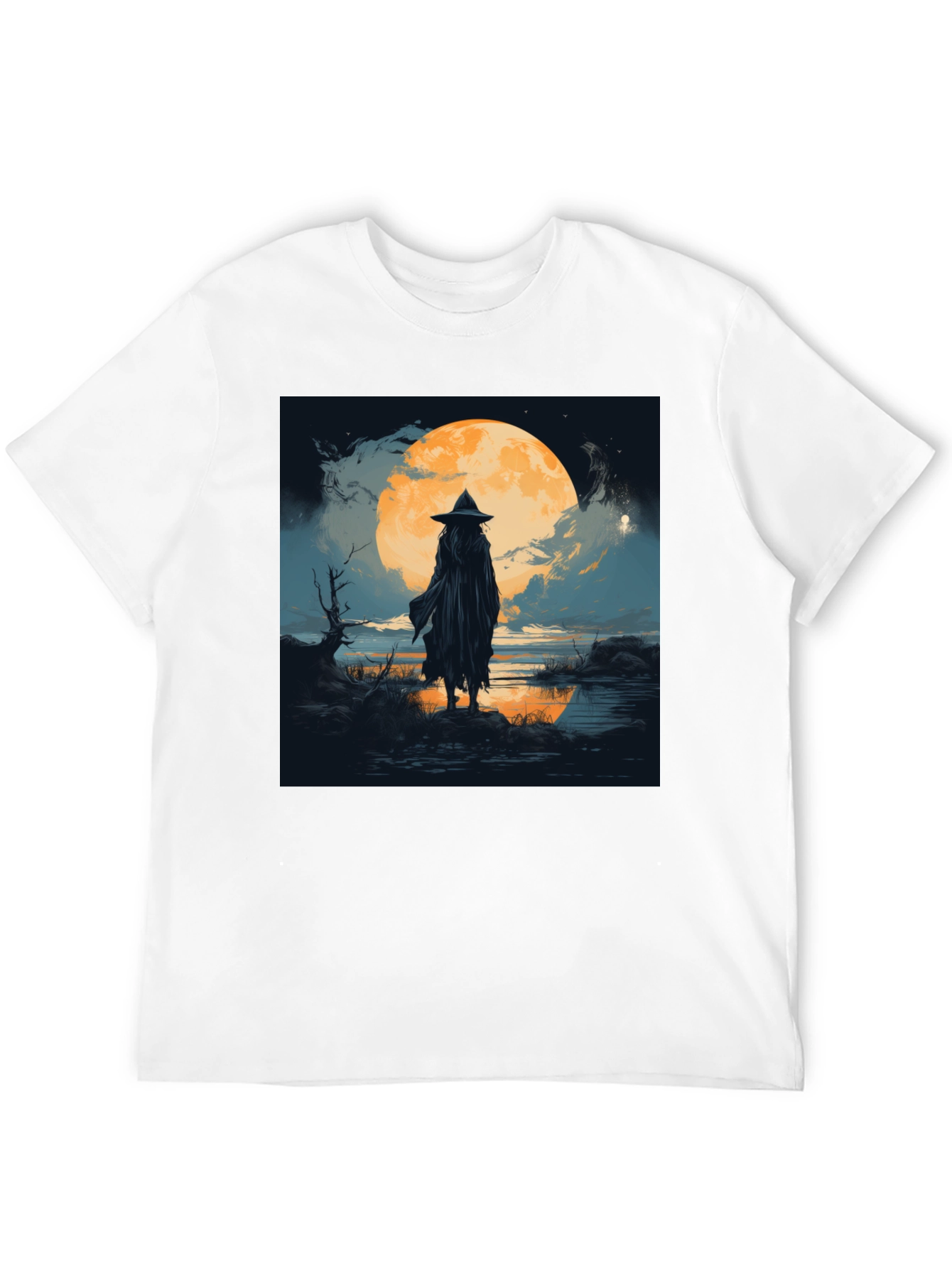 Witch at Moonlight Graphic Tee - Mens Black T-Shirt