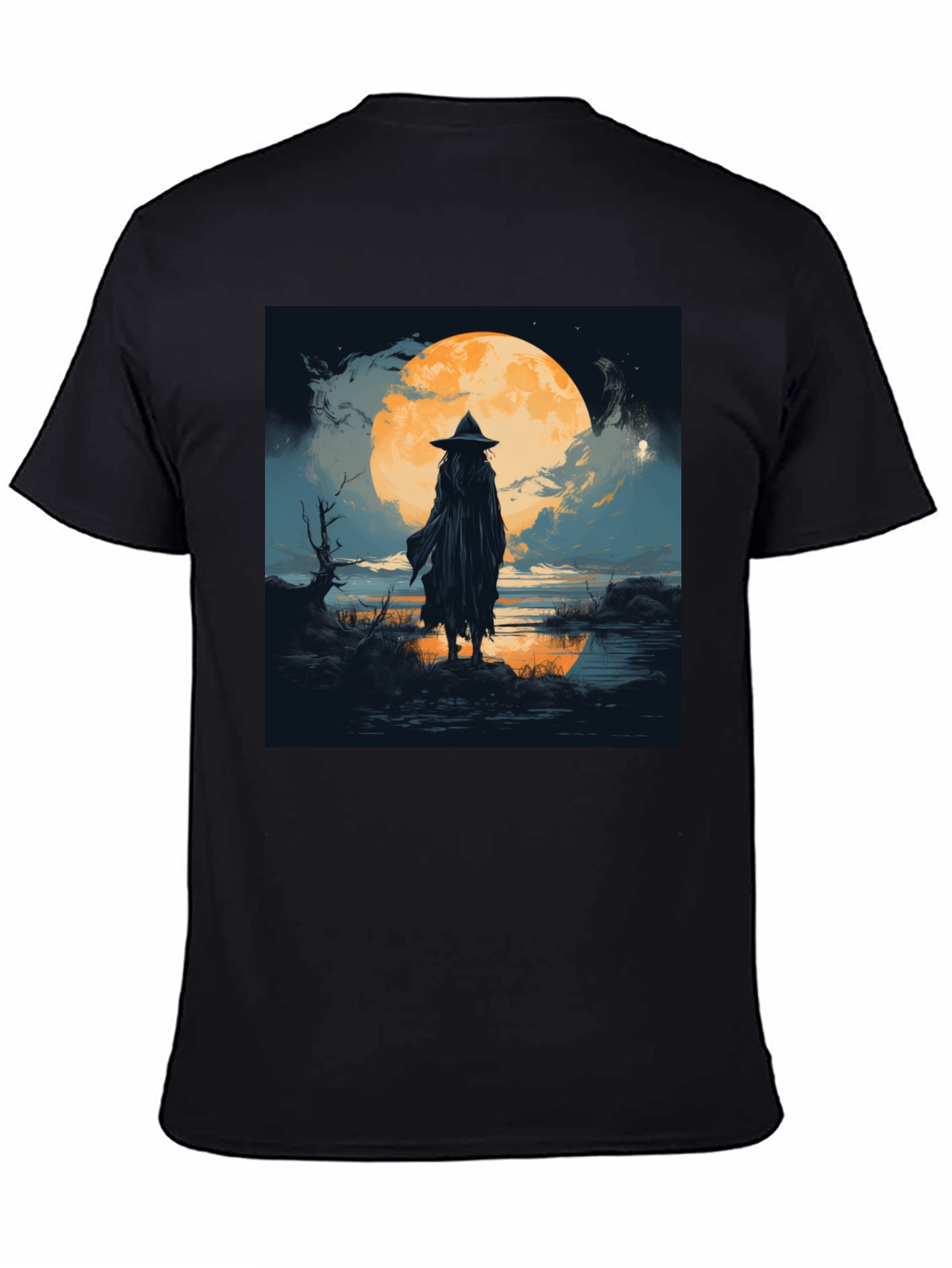 Witch at Moonlight Graphic Tee - Mens Black T-Shirt