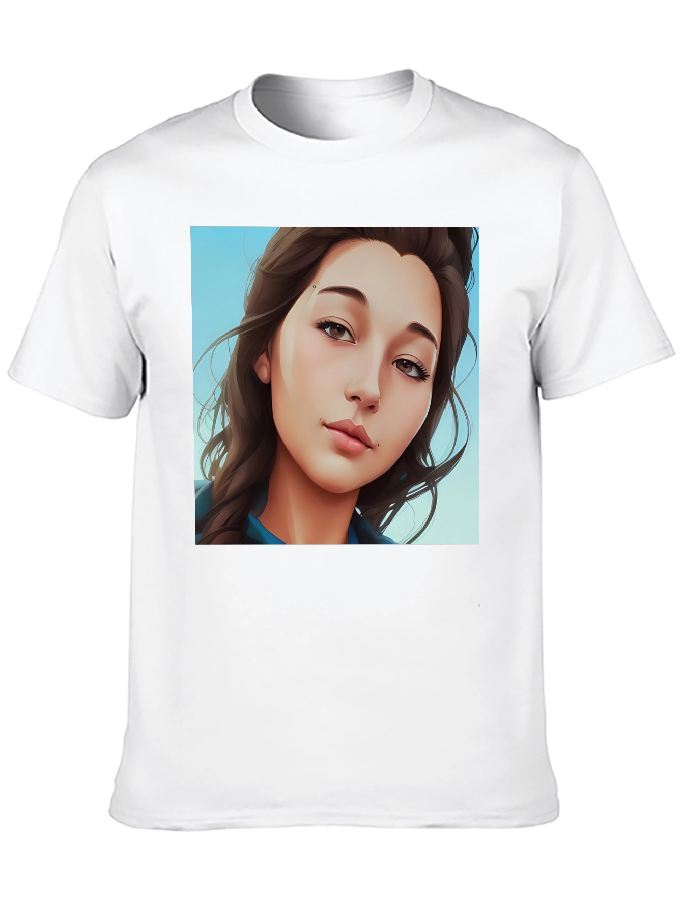 Trendy Woman Portrait Graphic Tee - Black