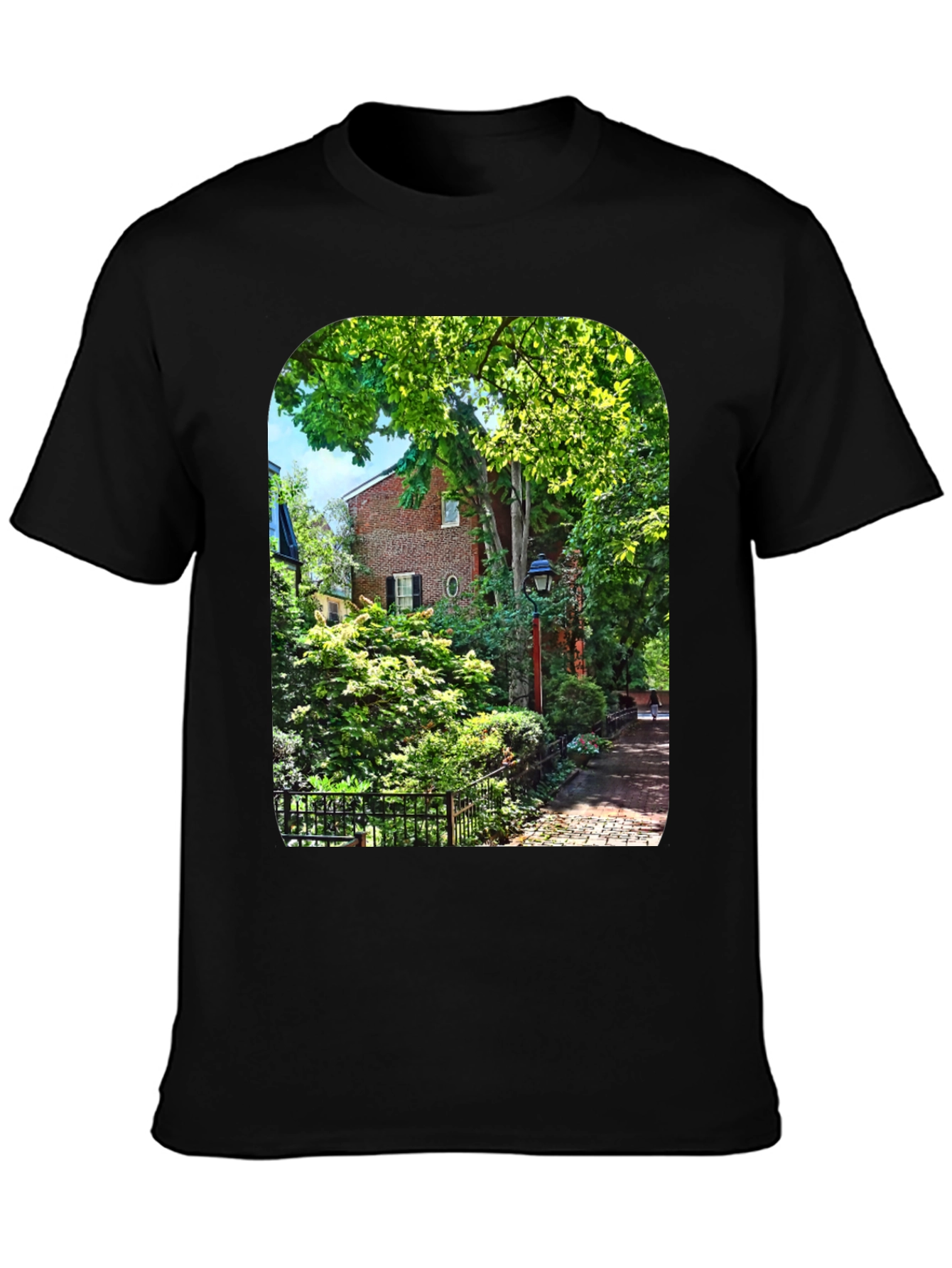 Nature Scene Graphic Tee - Black Cotton Blend