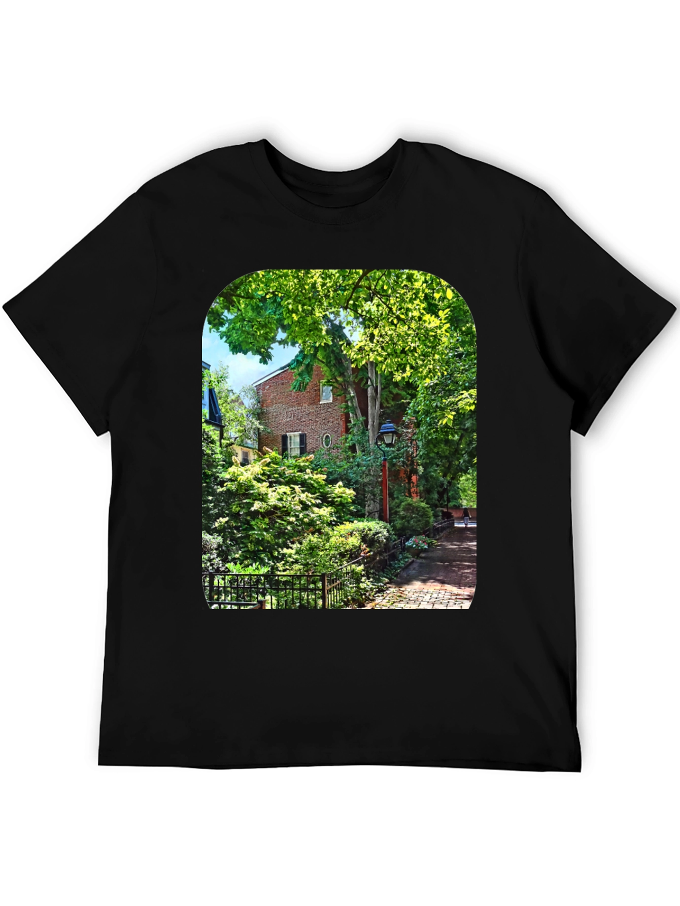 Nature Scene Graphic Tee - Black Cotton Blend