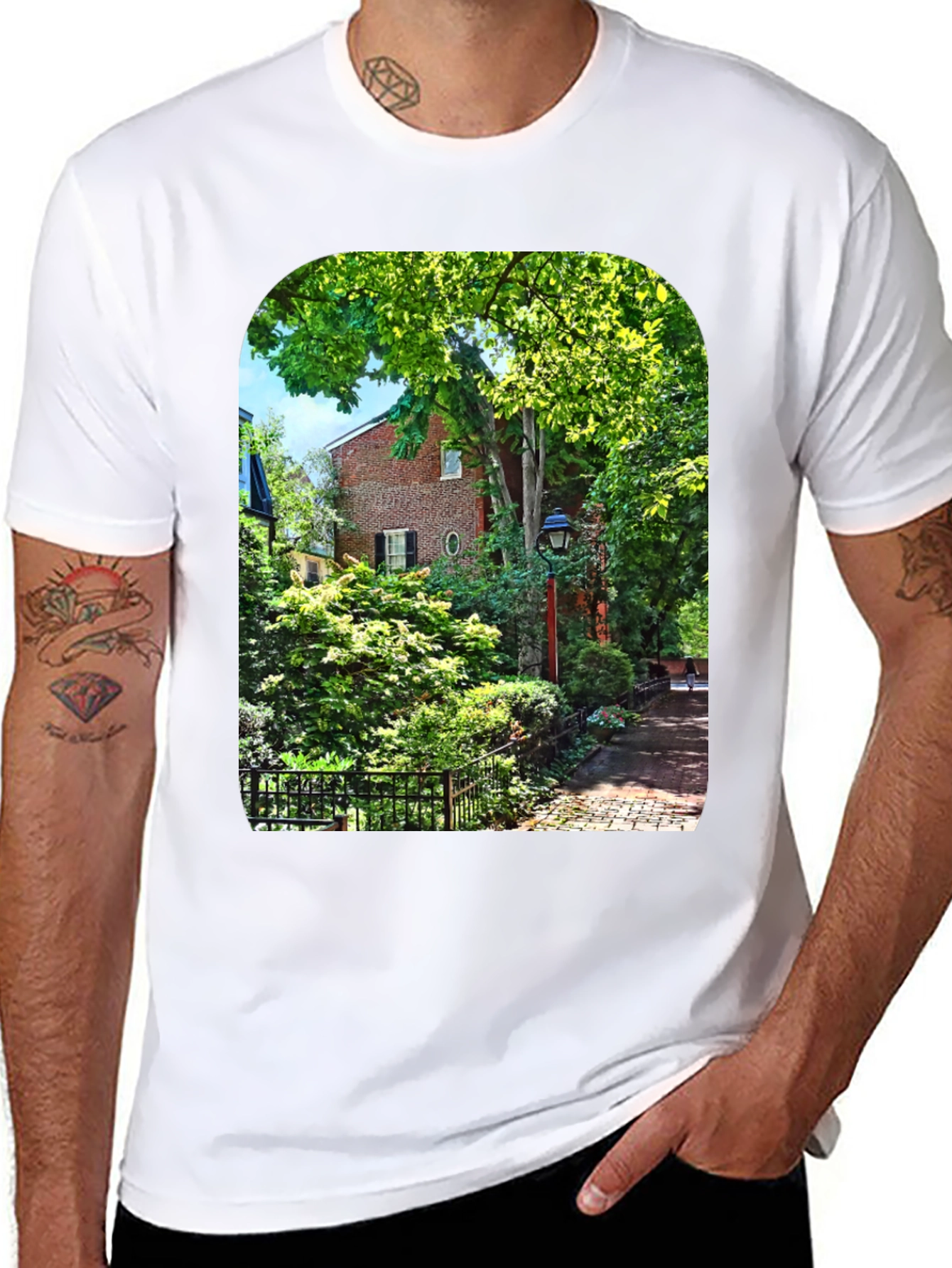 Nature Scene Graphic Tee - Black Cotton Blend