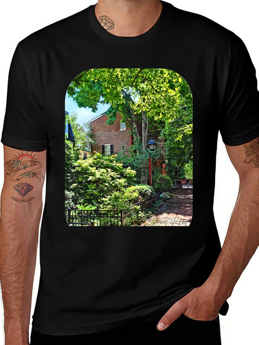 Nature Scene Graphic Tee - Black Cotton Blend