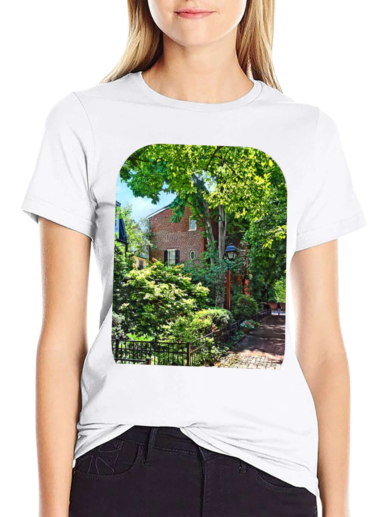 Nature Scene Graphic Tee - Black Cotton Blend