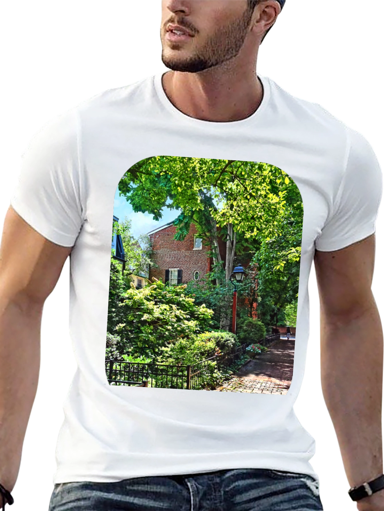 Nature Scene Graphic Tee - Black Cotton Blend