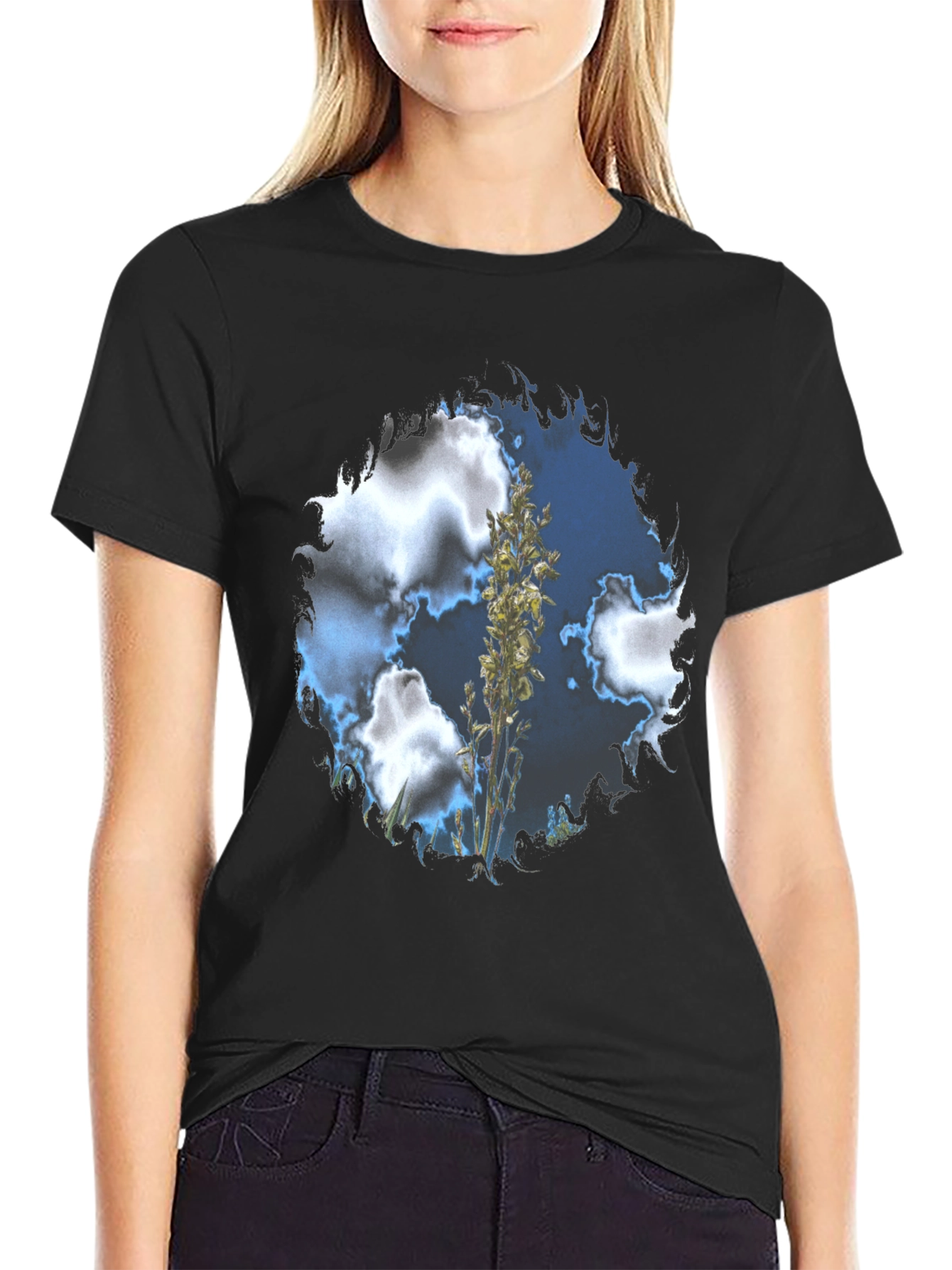 Sky High T-Shirt - Black Cotton Blend Tee