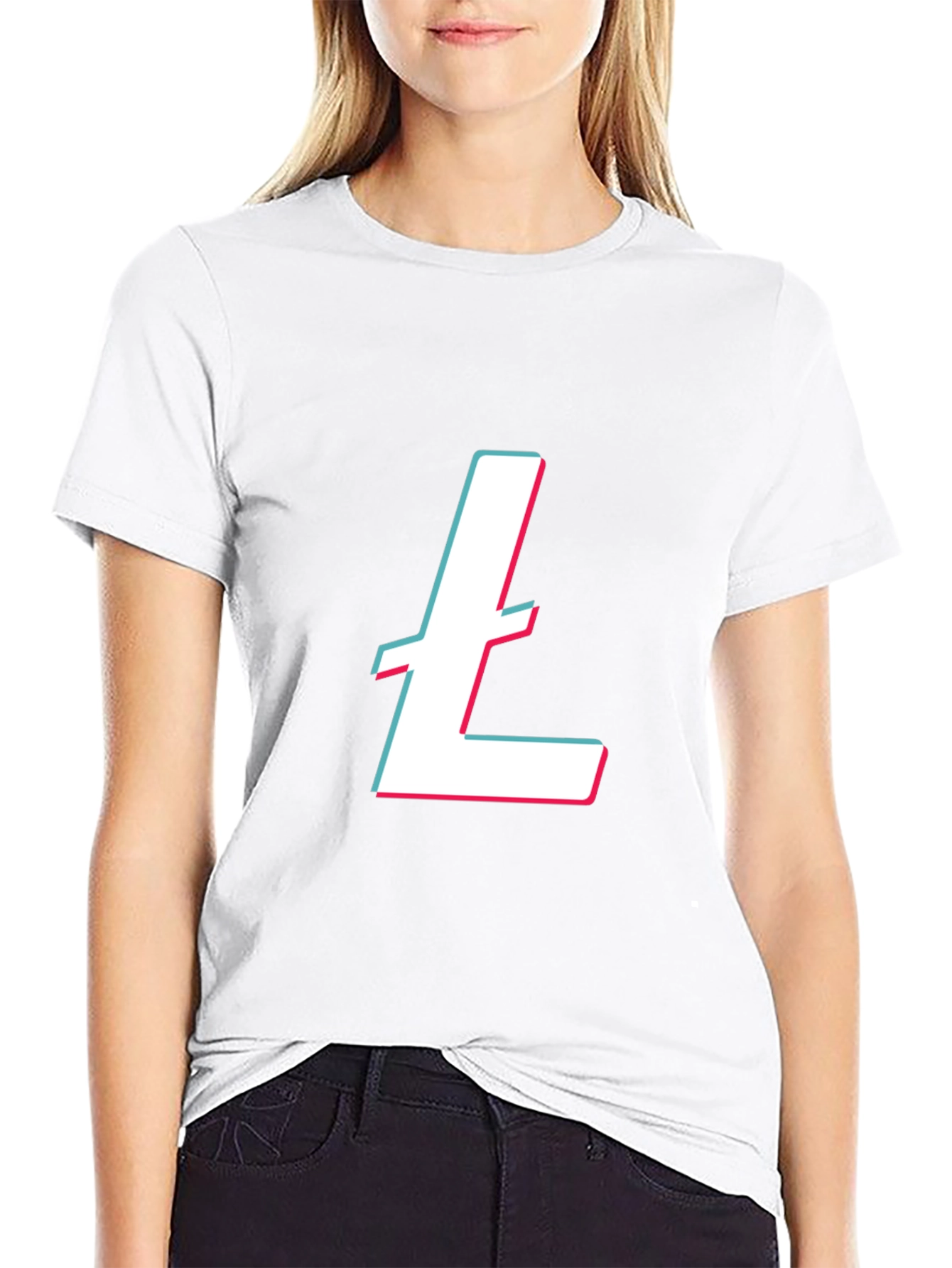 Black T-Shirt with White and Pink Letter Graphic