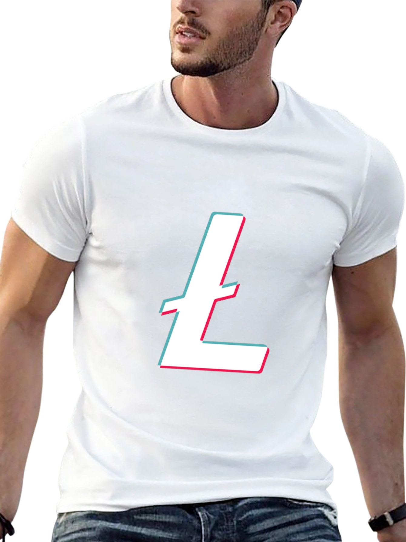Black T-Shirt with White and Pink Letter Graphic