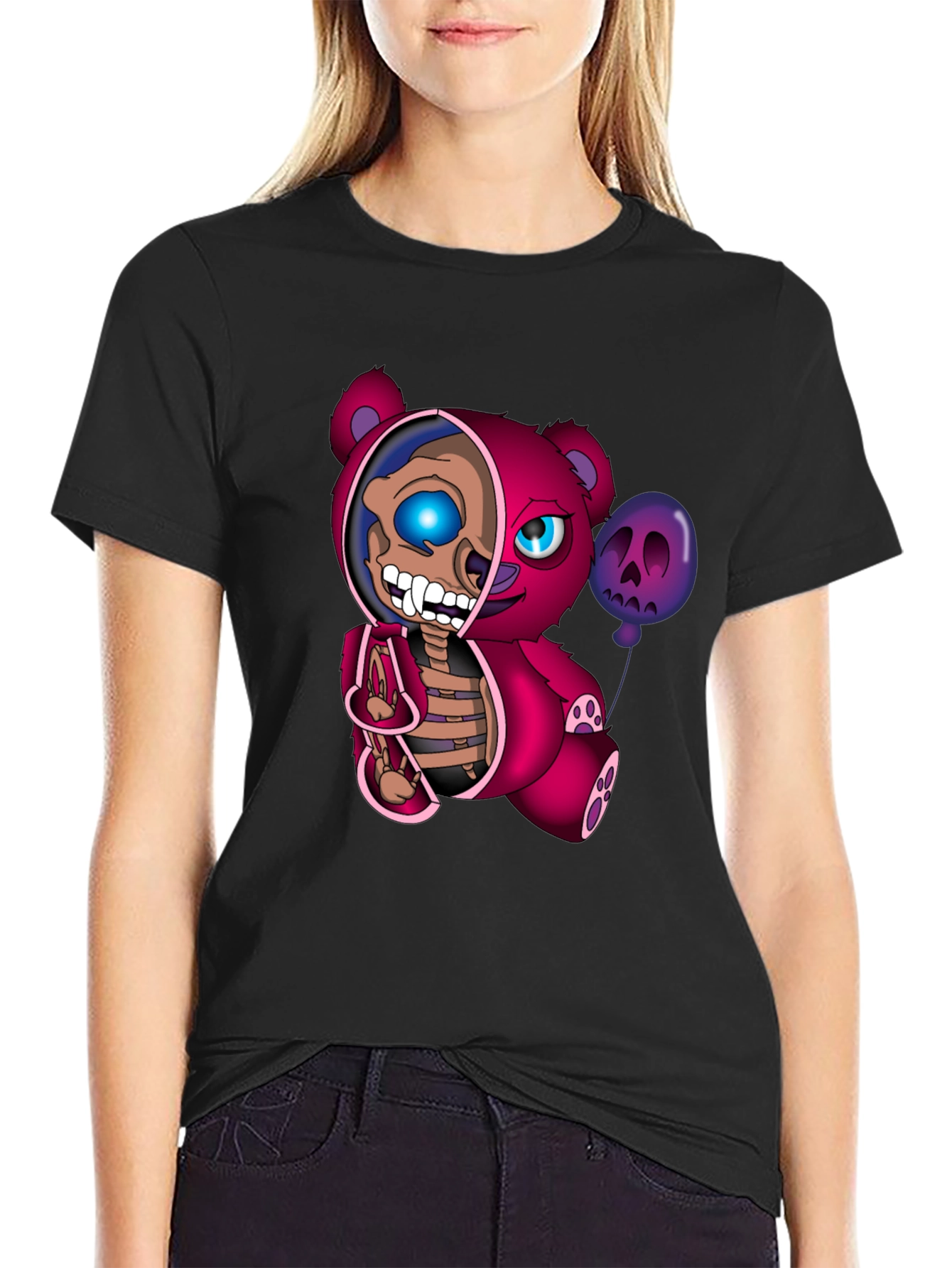Creepy Cute Skeleton Teddy Bear Graphic T-Shirt