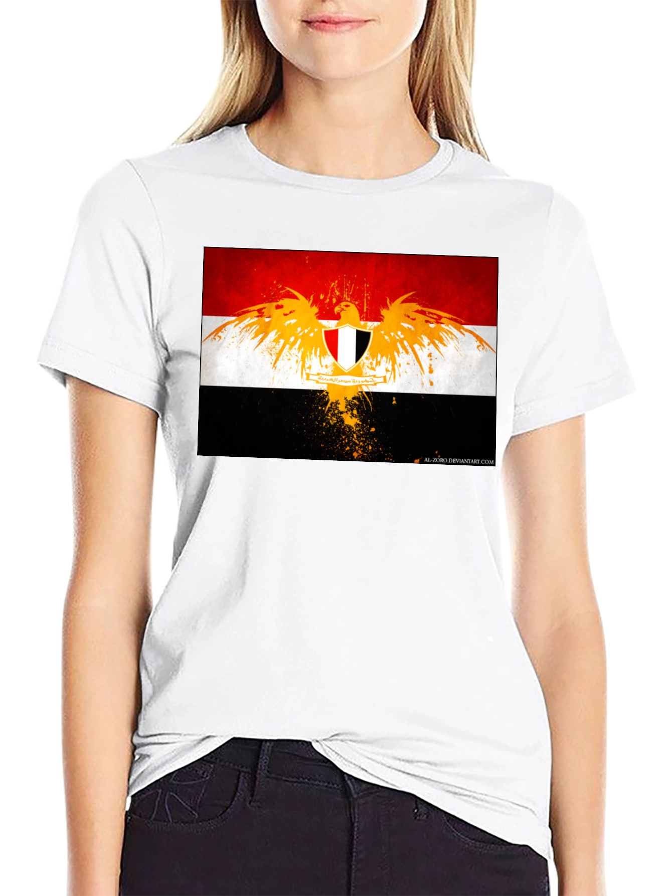 Egypt Flag Eagle Graphic T-Shirt - Black