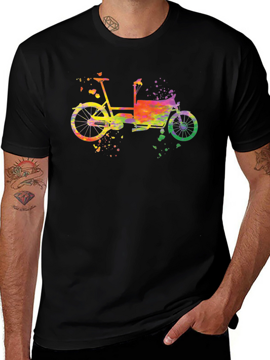 Watercolor Cargo Bike Graphic Tee - Unique Design
