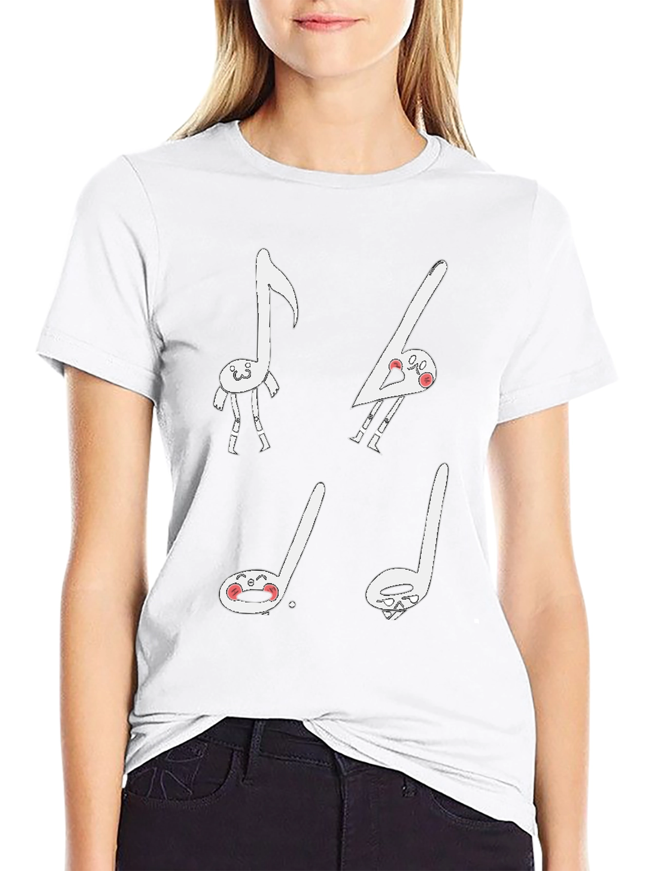 Funny Music Note Graphic Black T-Shirt
