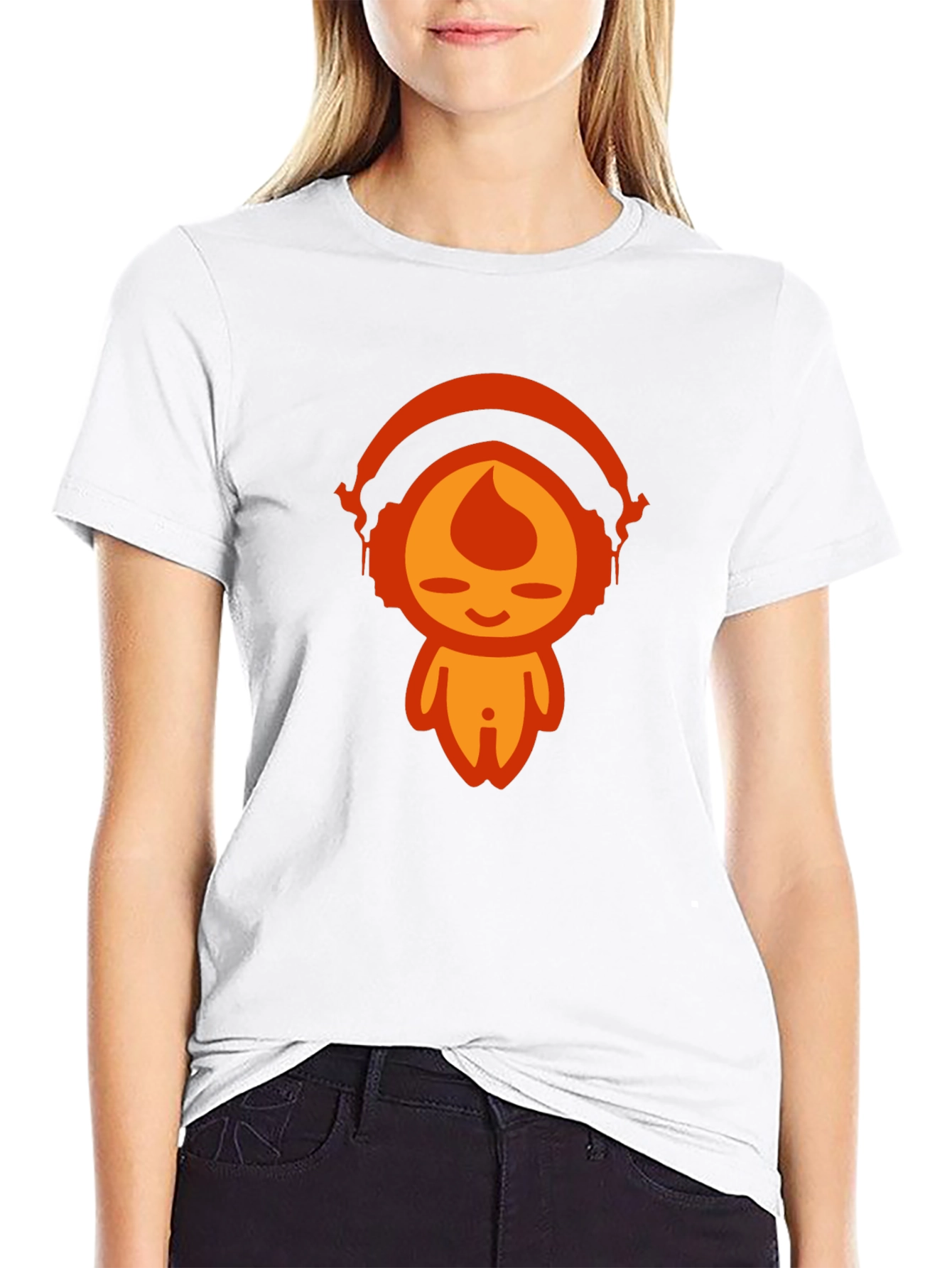 Cool Graphic Tee - Headphone Flame Character Design