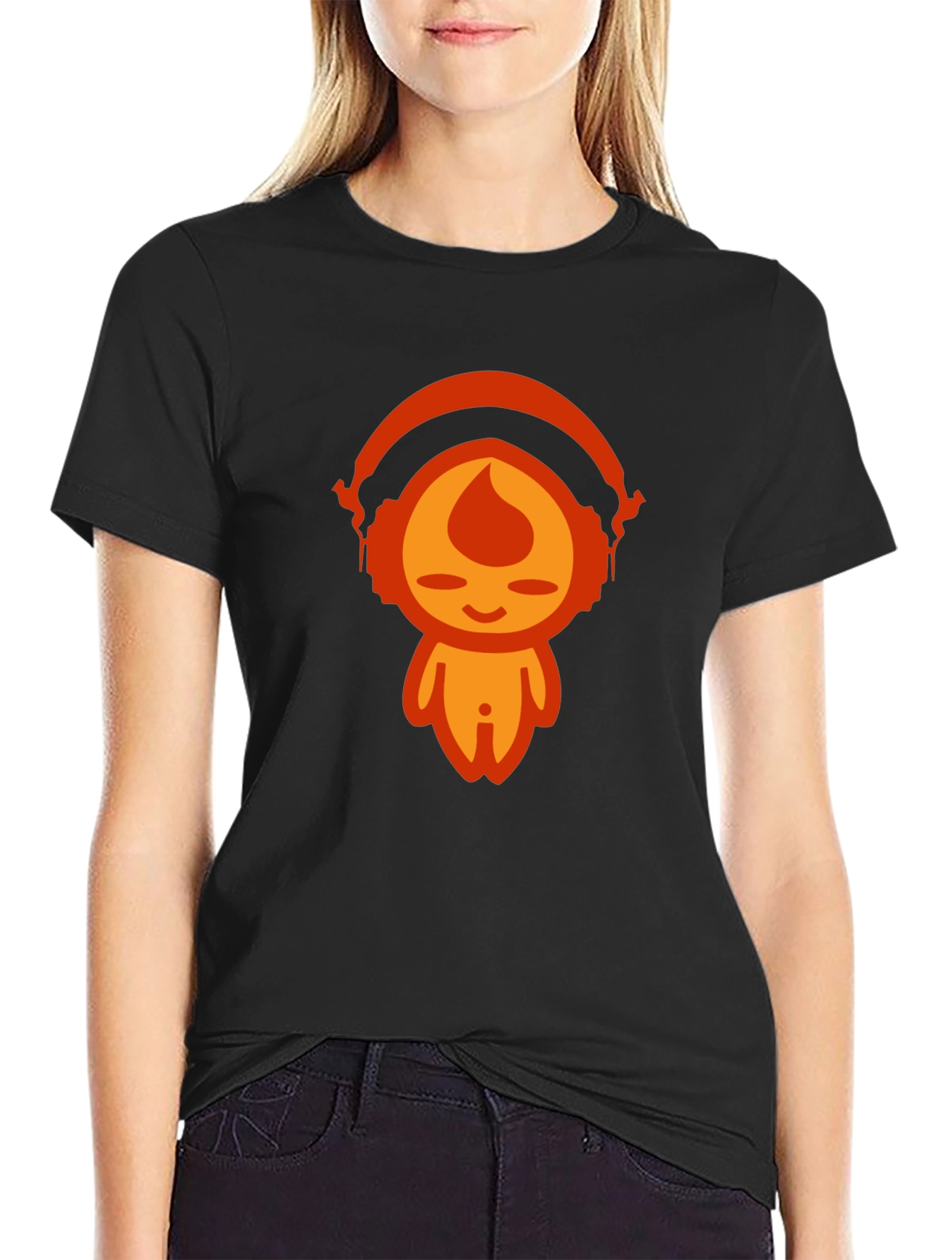 Cool Graphic Tee - Headphone Flame Character Design