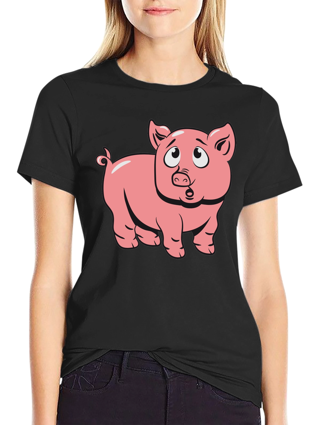 Pig Cartoon Graphic T-Shirt