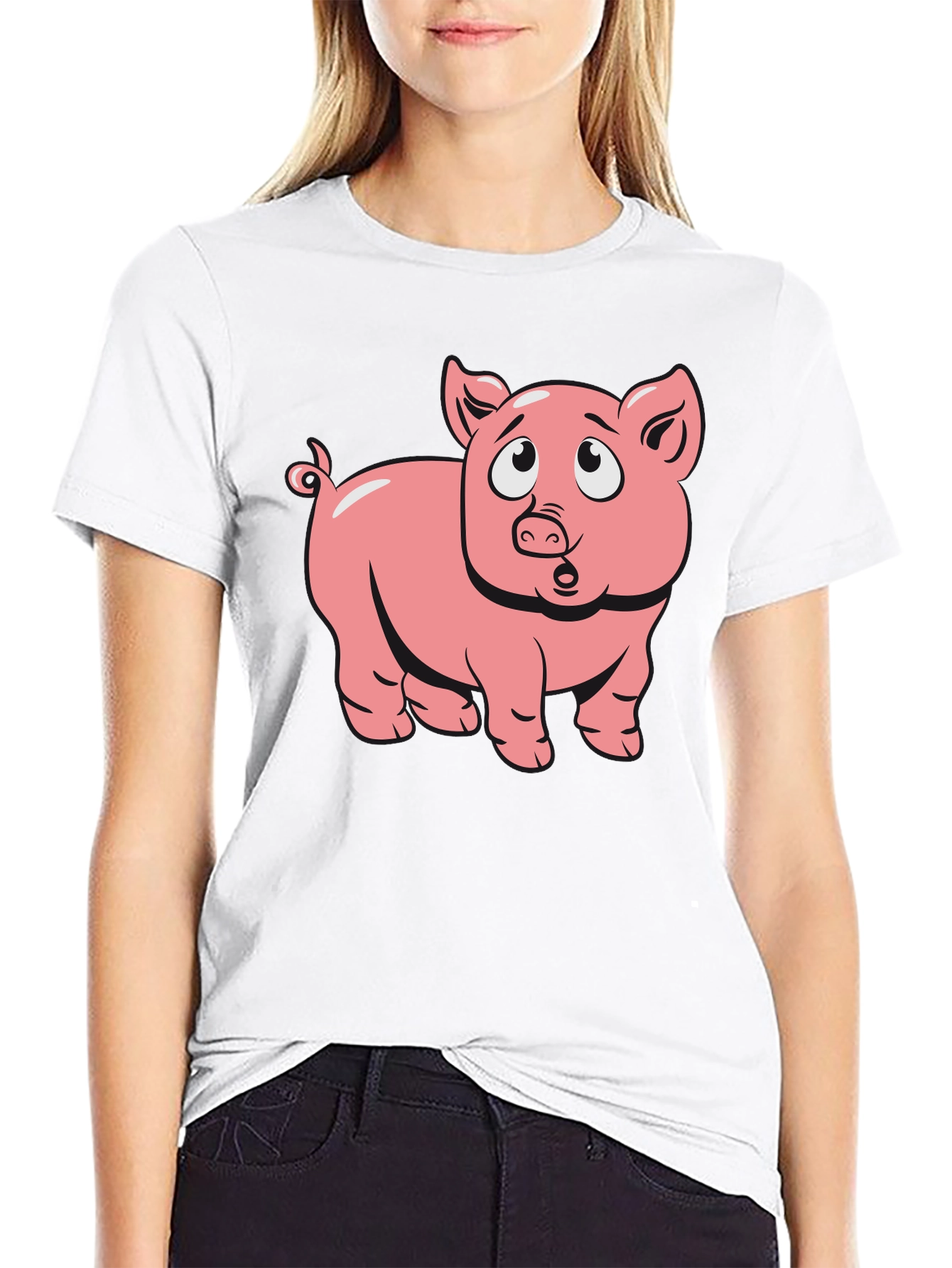 Pig Cartoon Graphic T-Shirt
