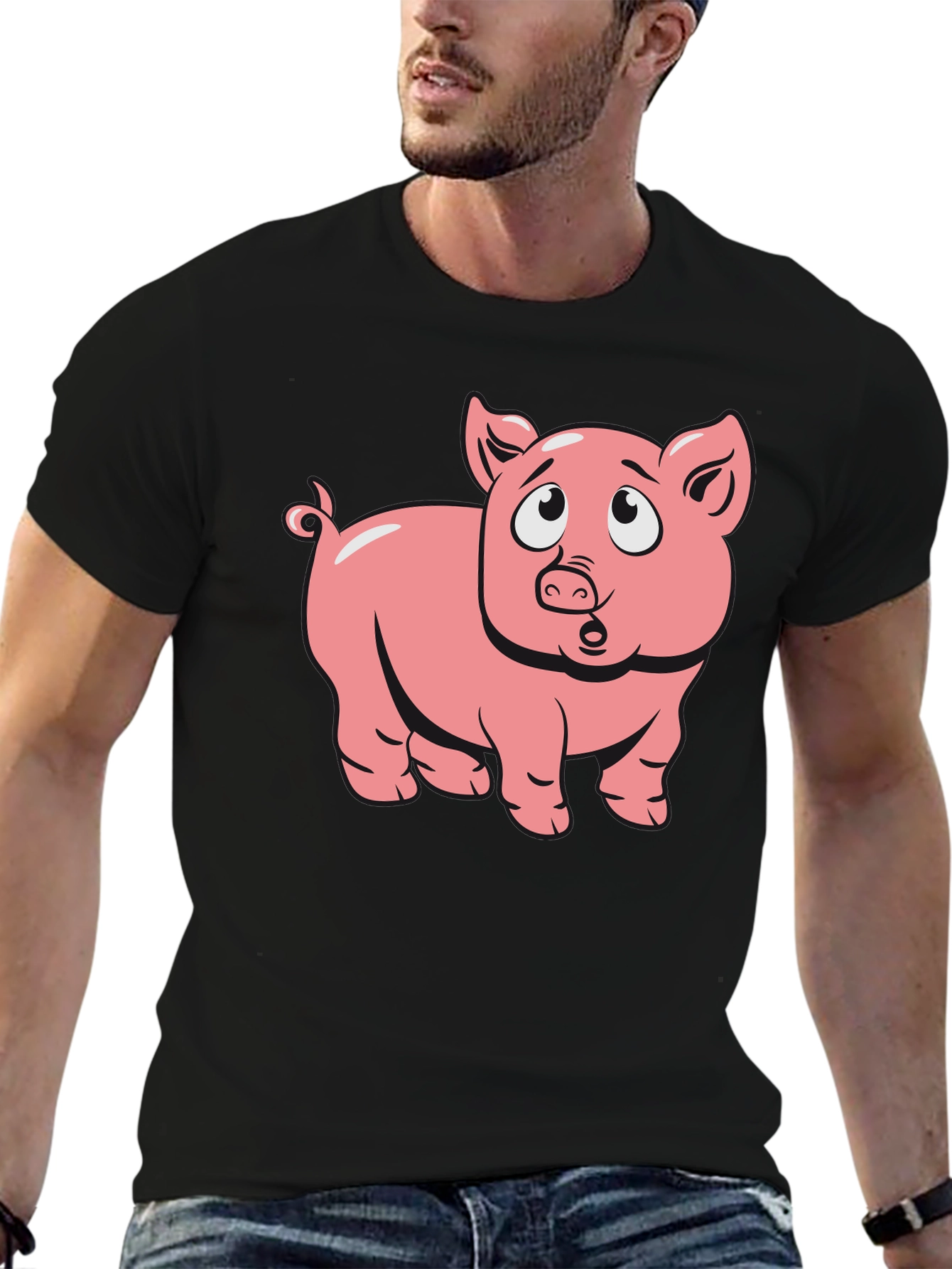 Pig Cartoon Graphic T-Shirt