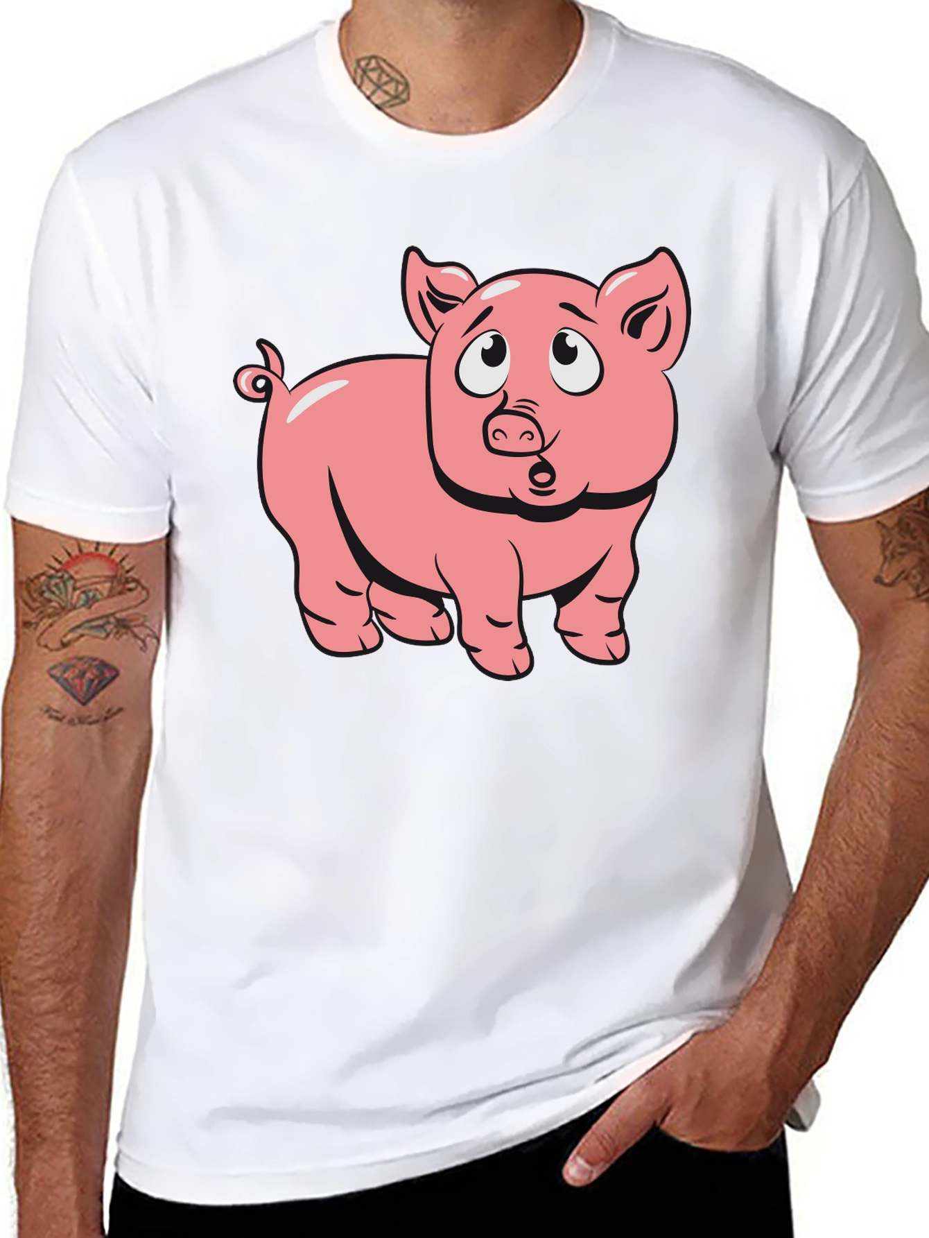 Pig Cartoon Graphic T-Shirt