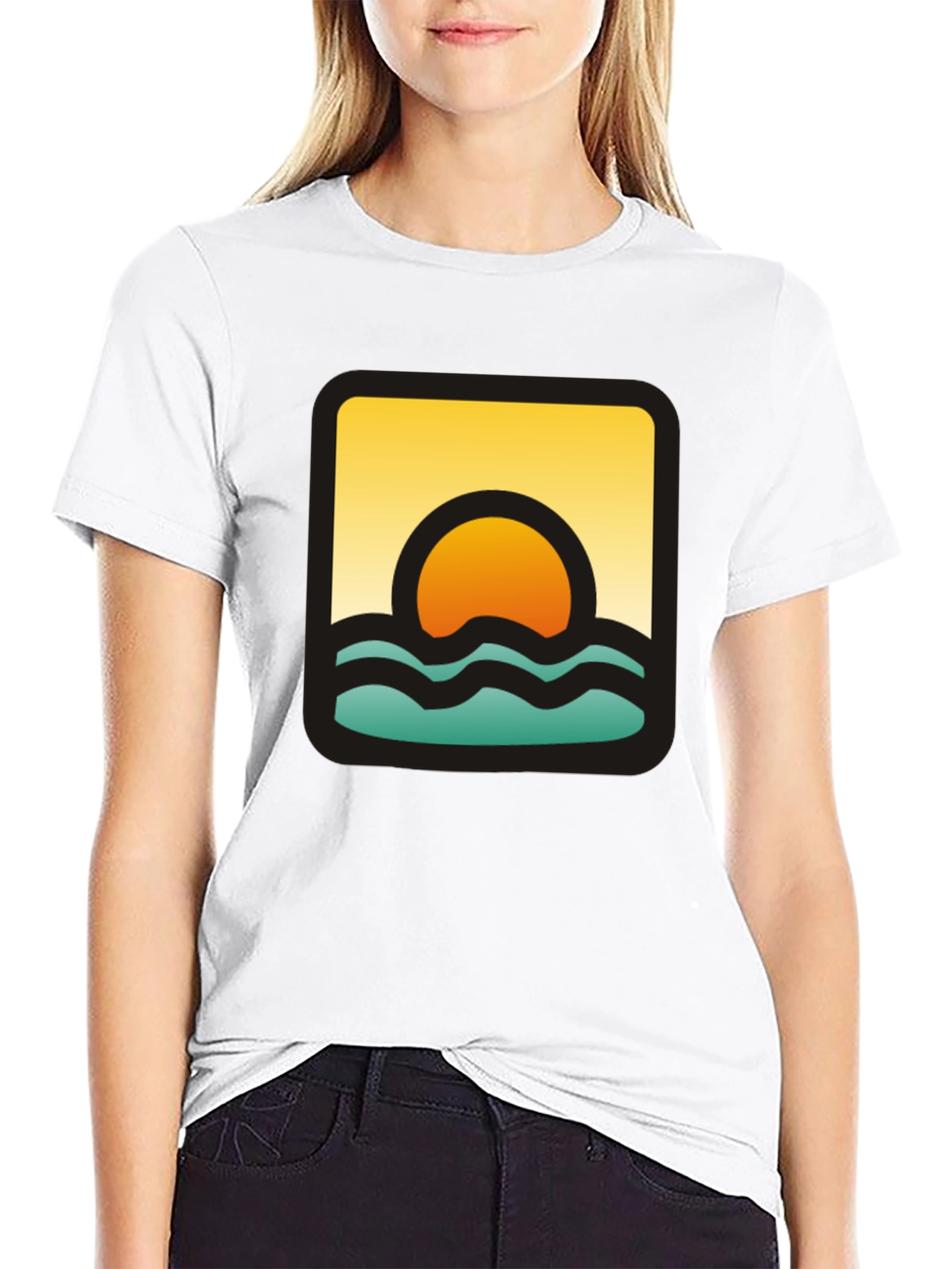 Sunset Waves Graphic Black T-Shirt