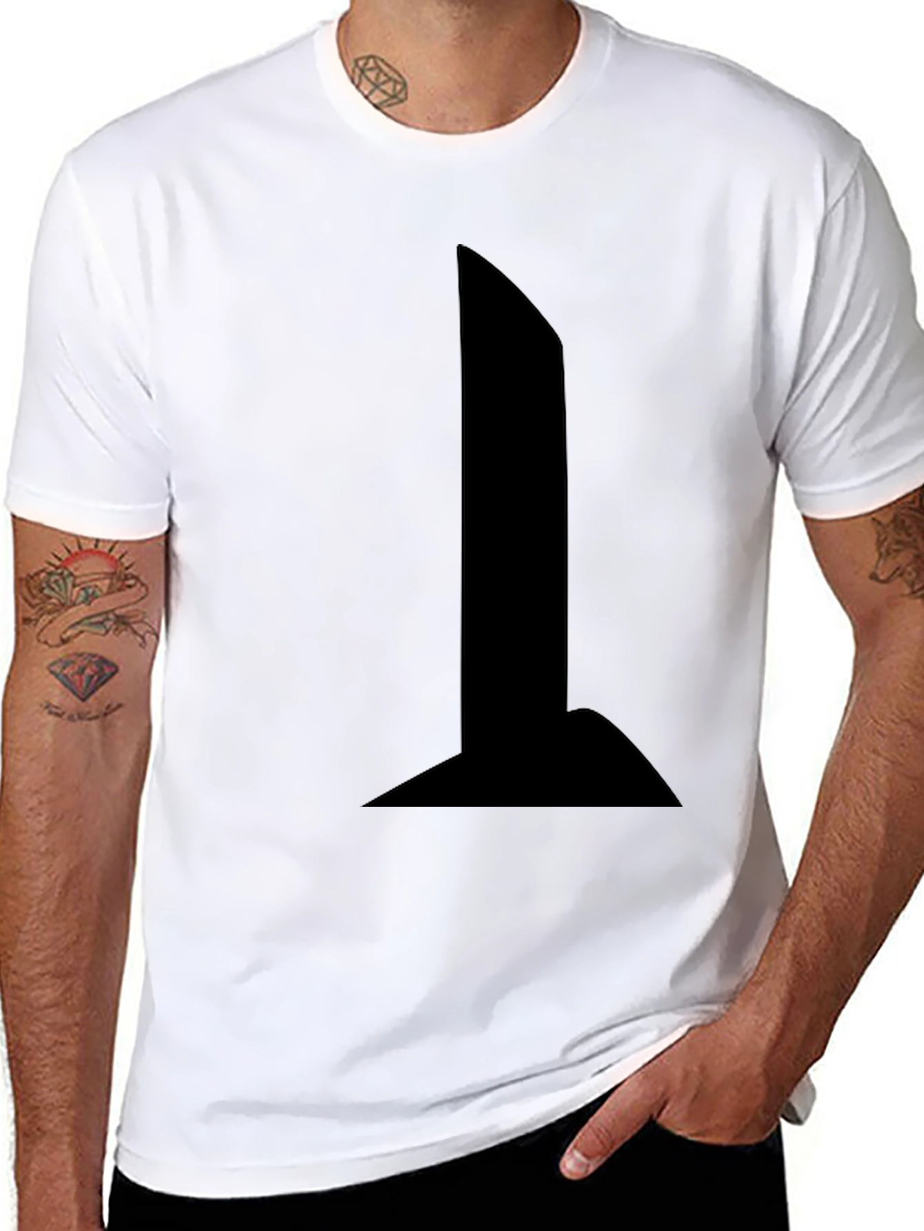 Modern Black T-Shirt with Bold Graphic Design