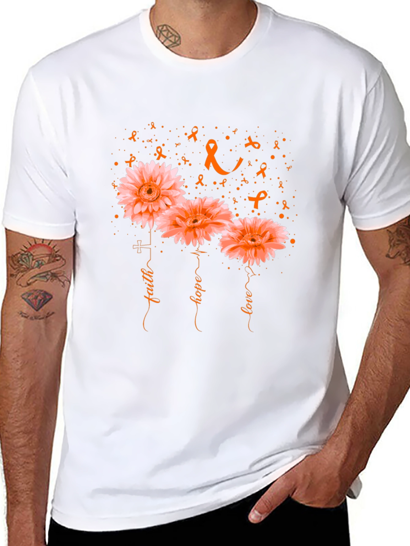 Faith Hope Love Flower Awareness Graphic T-Shirt